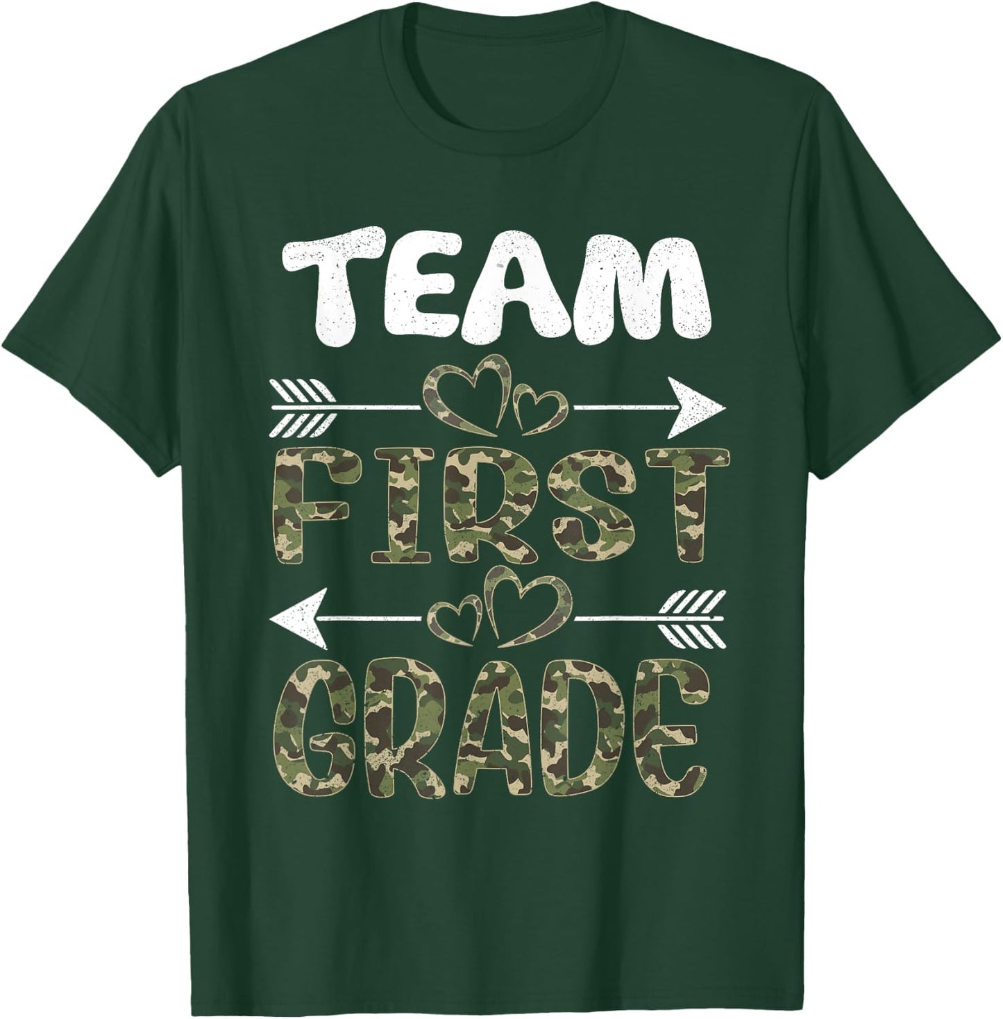 Team First Grade Back To School 1st Grade Camo Teachers T-Shirt - T-Shirt | Forest