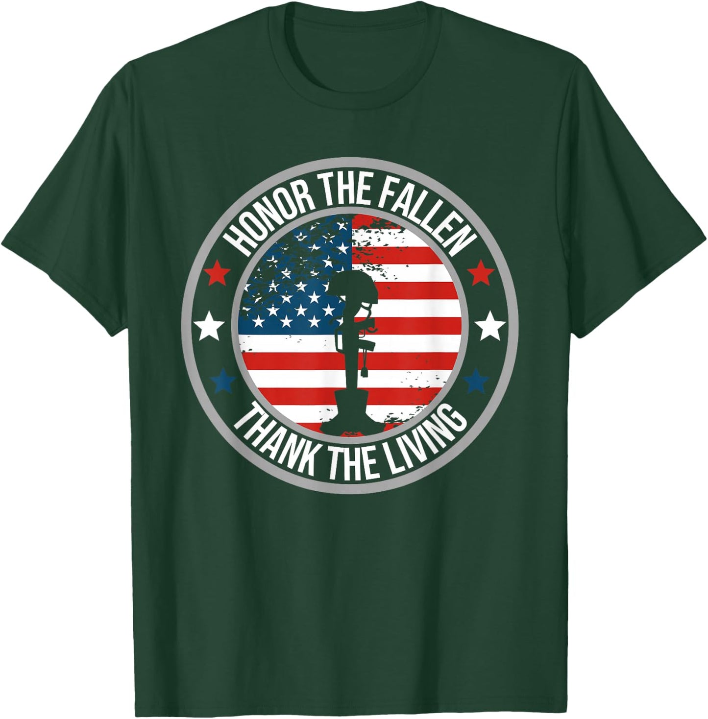 Honor The Fallen Thank The Living Memorial Day Veteran Flag T-Shirt - T-Shirt | Forest