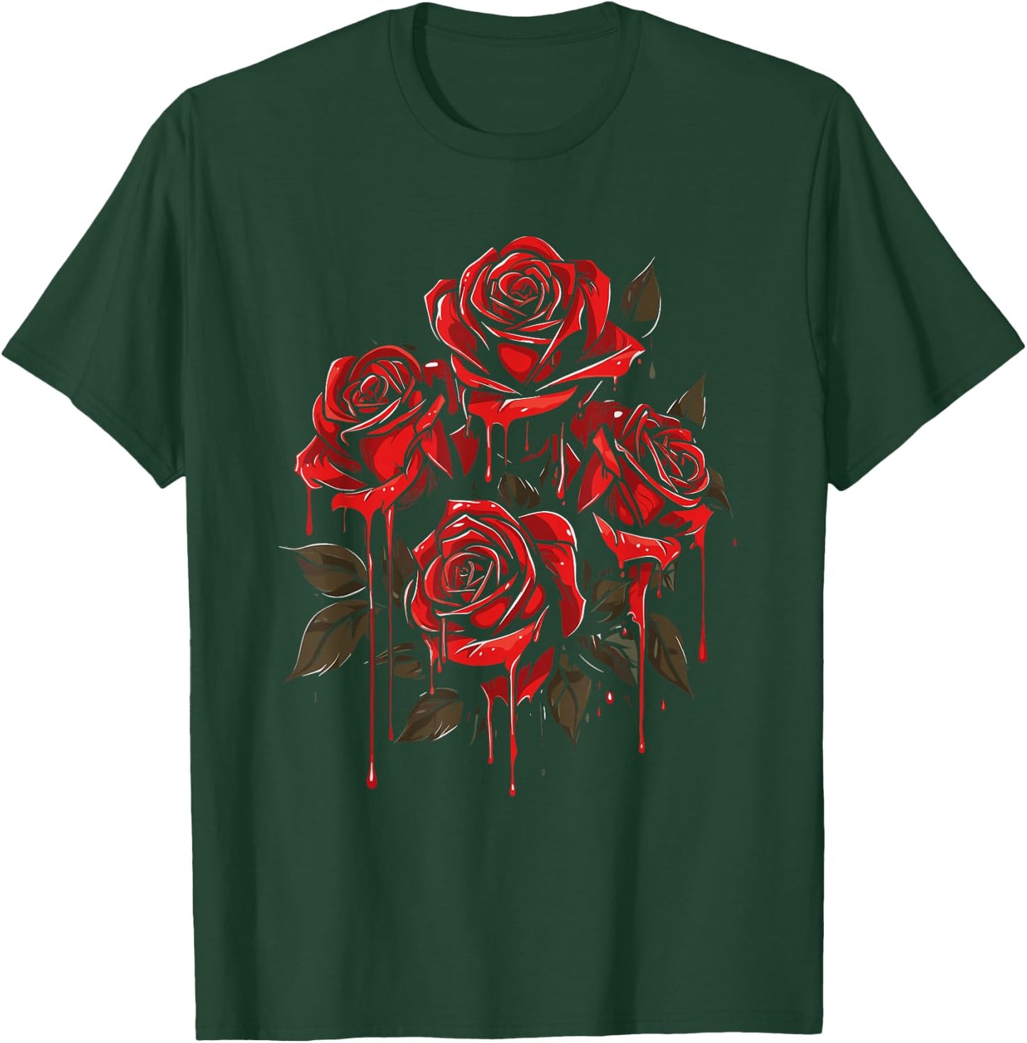 Red Rose Floral - Gothic Flower Goth Dripping Rose T-Shirt - T-Shirt | Forest