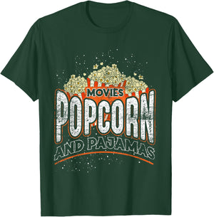 Movies Popcorn And Pajamas Popcorn T-Shirt - T-Shirt | Forest