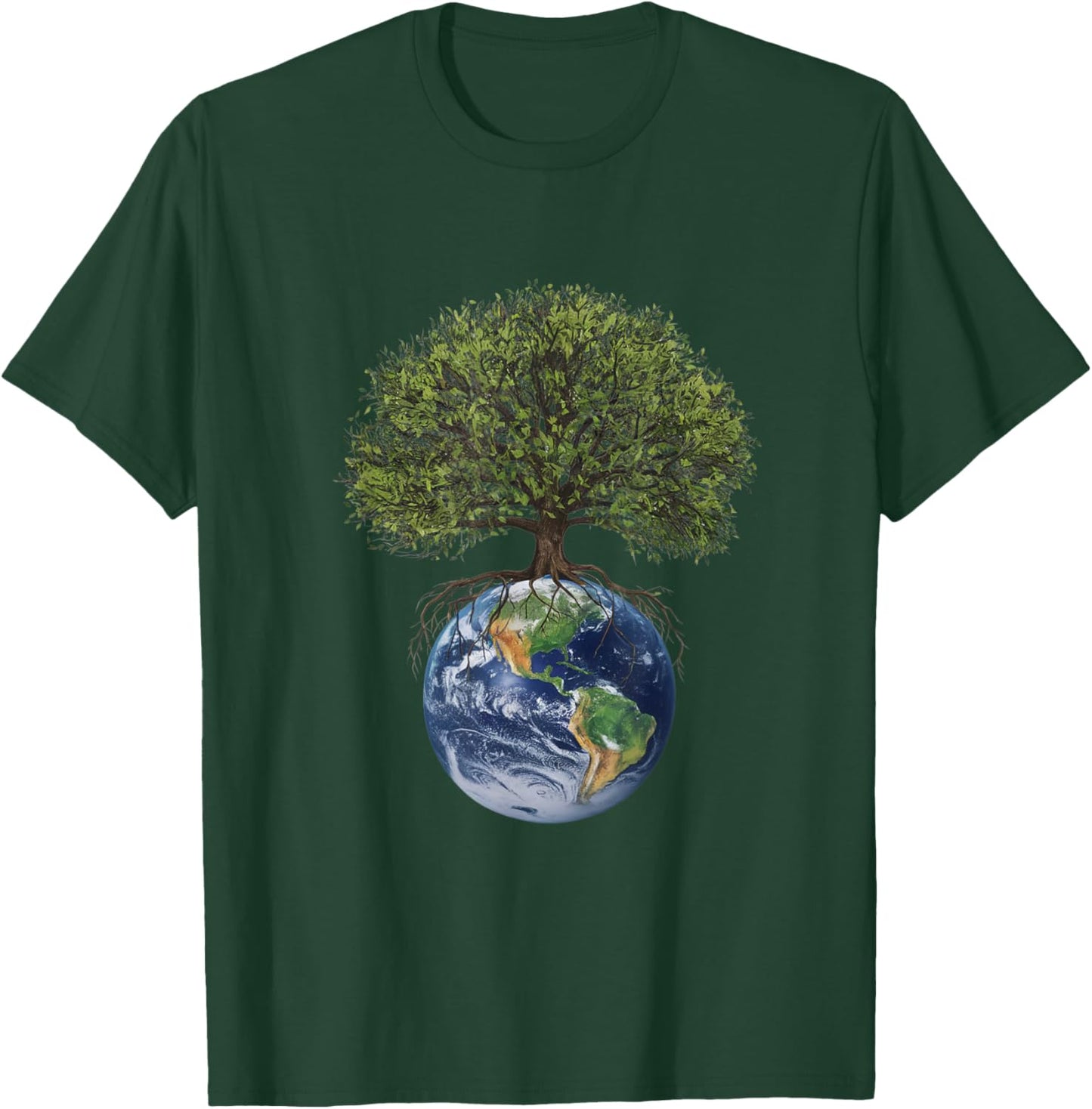 Earth and Tree Environmental Awareness Sustainability Design T-Shirt - T-Shirt | Forest