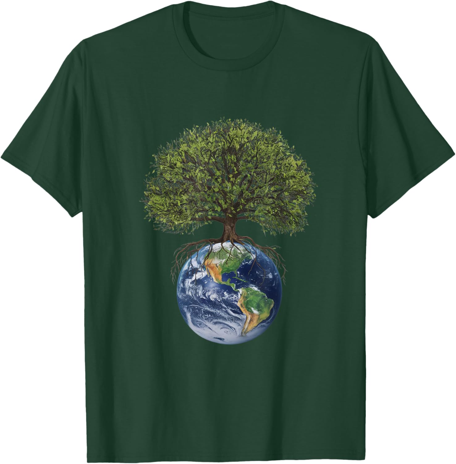 Earth and Tree Environmental Awareness Sustainability Design T-Shirt - T-Shirt | Forest