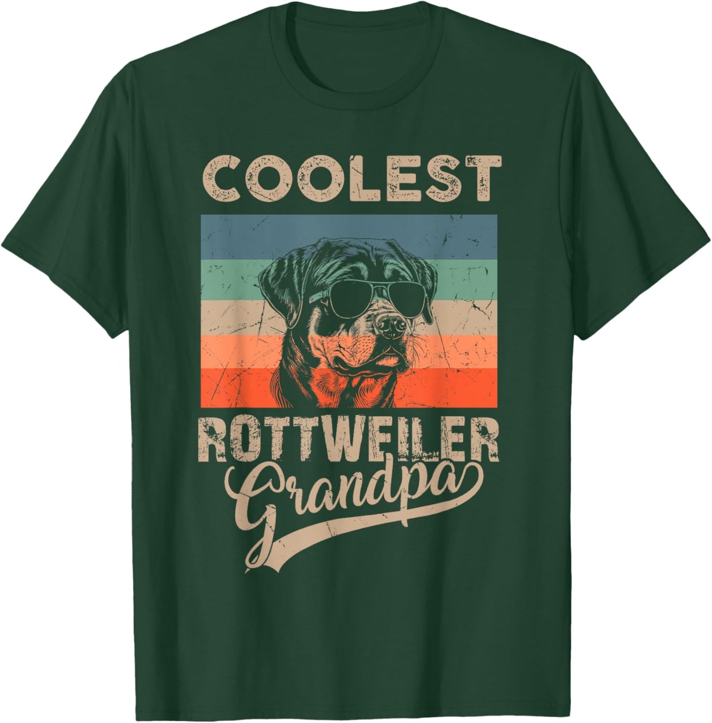 Coolest Rottweiler Grandpa Men Gifts Funny Dog Grandpa Retro T-Shirt - T-Shirt | Forest