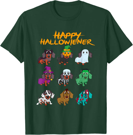 Happy Hallowiener Funny Halloween Daschund Weiner Dog Gift Women Kids T-Shirt - T-Shirt | Forest