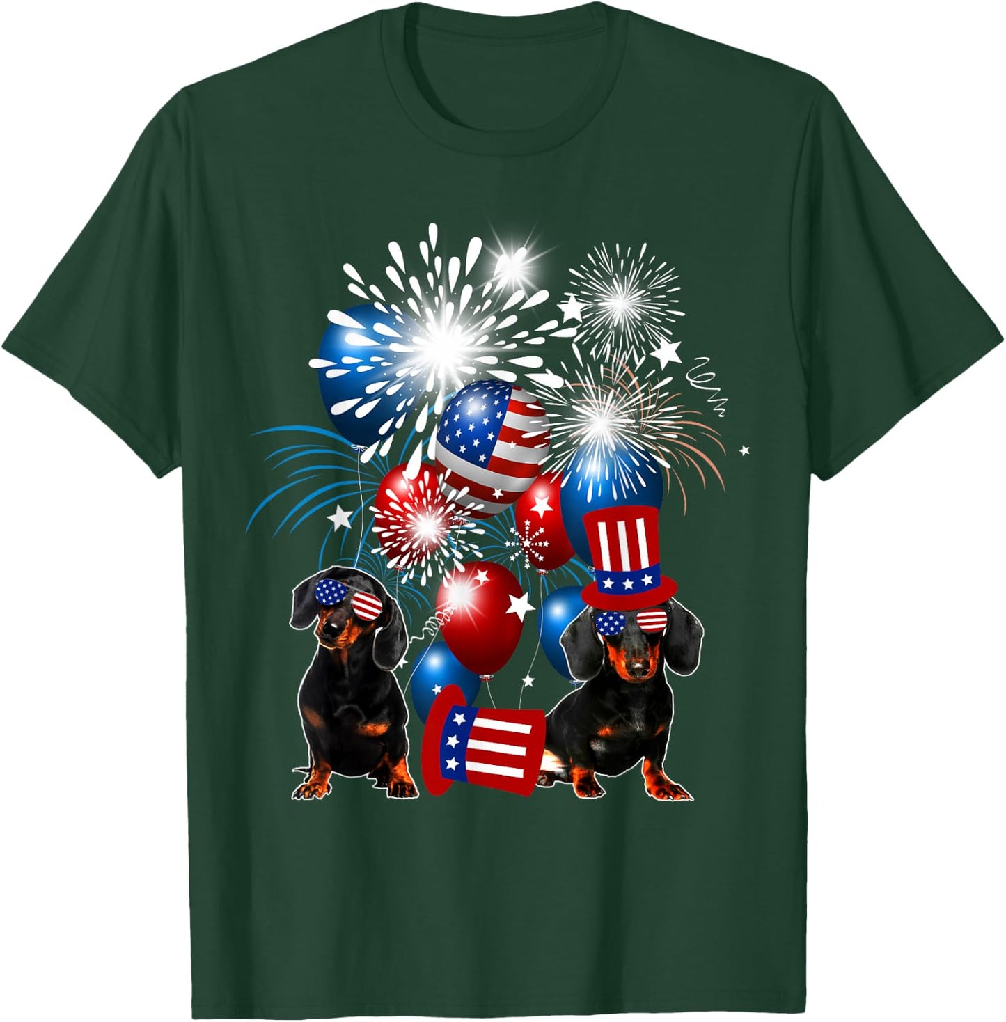Vintage Retro Dachshund American Flag 4th Of July Dog Lover T-Shirt - T-Shirt | Forest