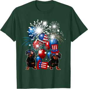 Vintage Retro Dachshund American Flag 4th Of July Dog Lover T-Shirt - T-Shirt | Forest
