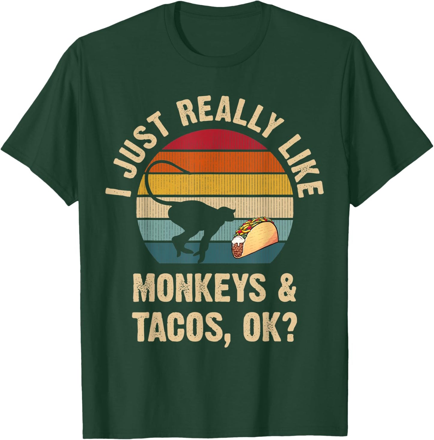 Monkeys and Tacos lover Cinco de mayo Taco Tuesday Cute T-Shirt - T-Shirt | Forest