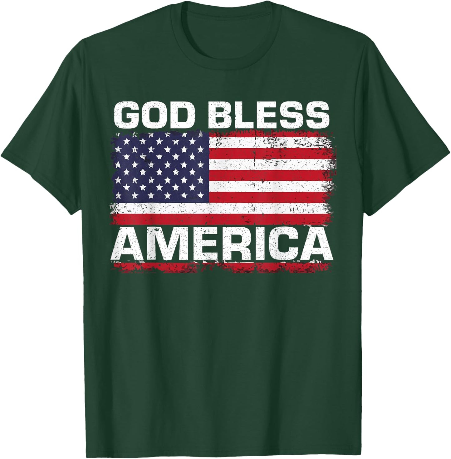 USA Flag 4th of July Patriotic God Bless America Women Men T-Shirt - T-Shirt | Forest