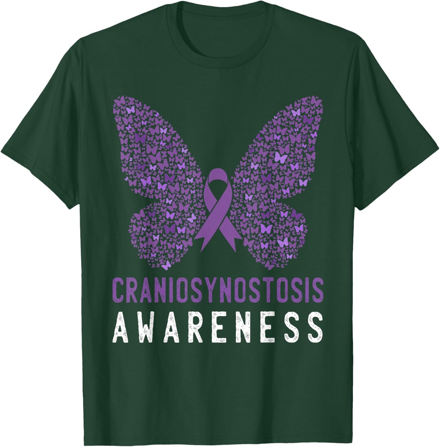 Butterfly Craniosynostosis Awareness Purple Ribbon Support T-Shirt - T-Shirt | Forest