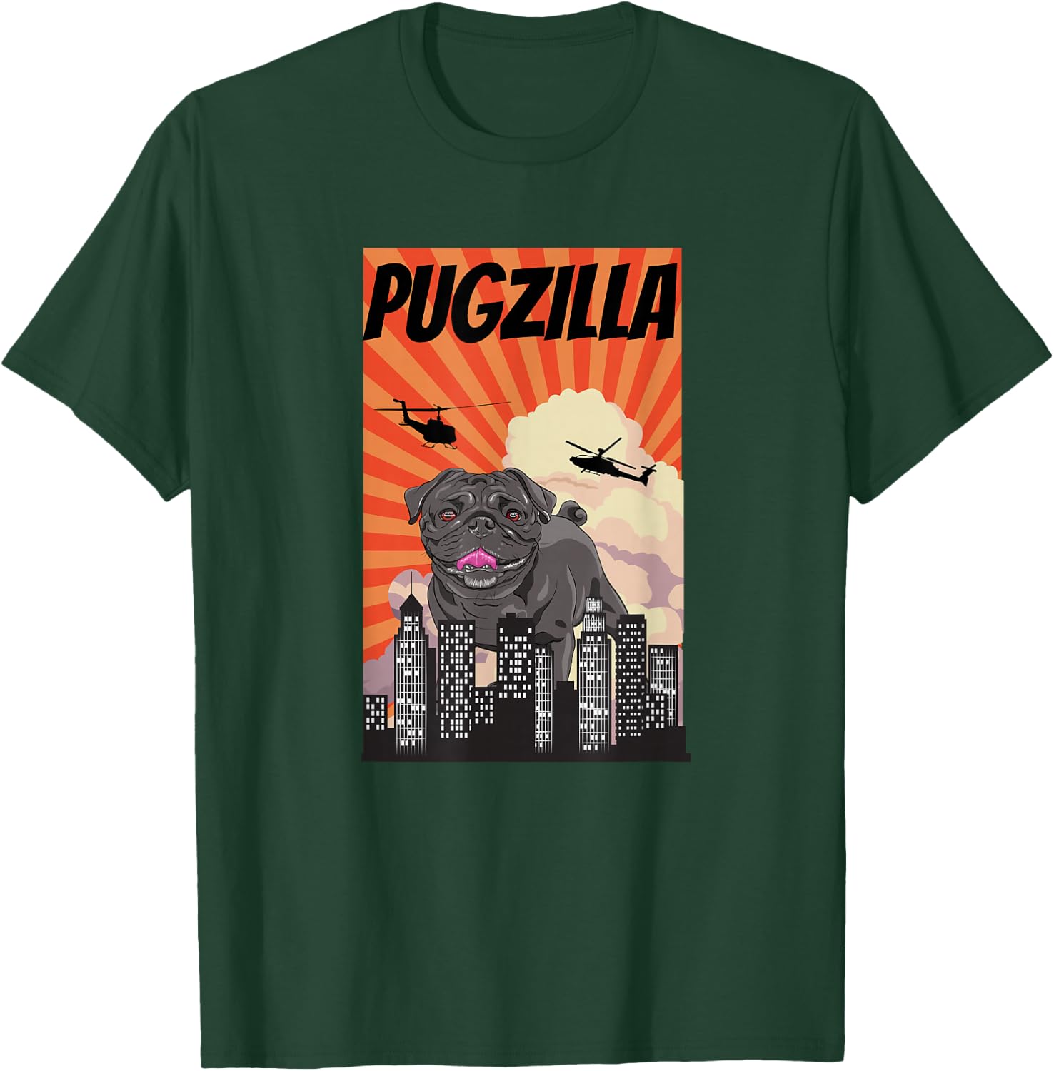 Pawsitive Inspirations Black Pug Pugzilla Owner Graphic T-Shirt - T-Shirt | Forest