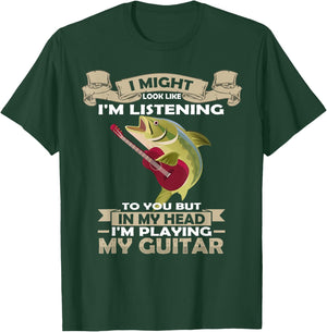 Fish Playing Acoustic Guitar Musical Fans Band Lover T-Shirt - T-Shirt | Forest