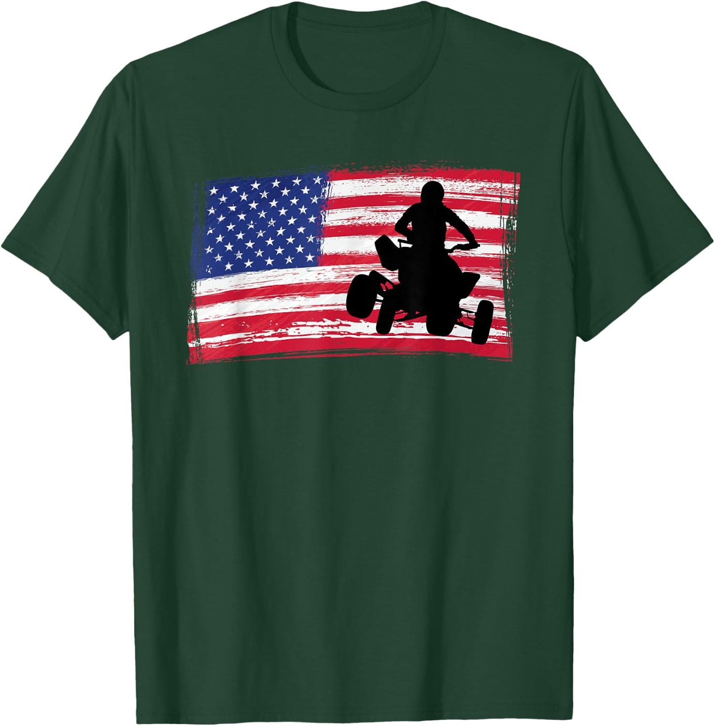 Quad Racing America Flag - Quad Biker ATV 4 Wheeler Gift T-Shirt - T-Shirt | Forest
