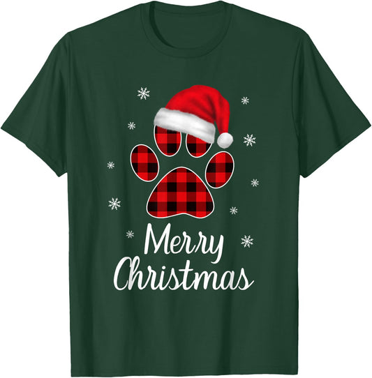Christmas Pajama Women Kids Girl Christmas Gifts Cat Dog Paw T-Shirt - T-Shirt | Forest
