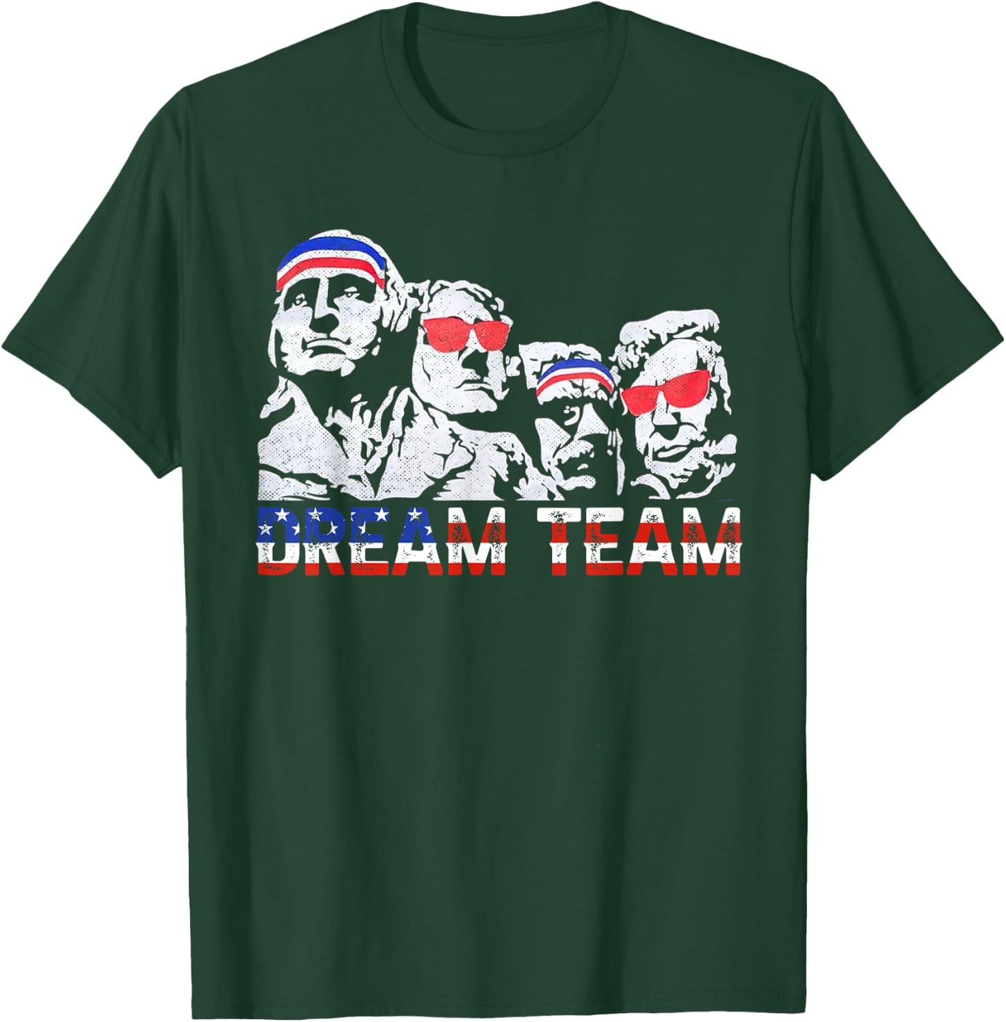 American USA Flag Dream Team Funny Patriotic Retro Vintage Women Men T-Shirt - T-Shirt | Forest