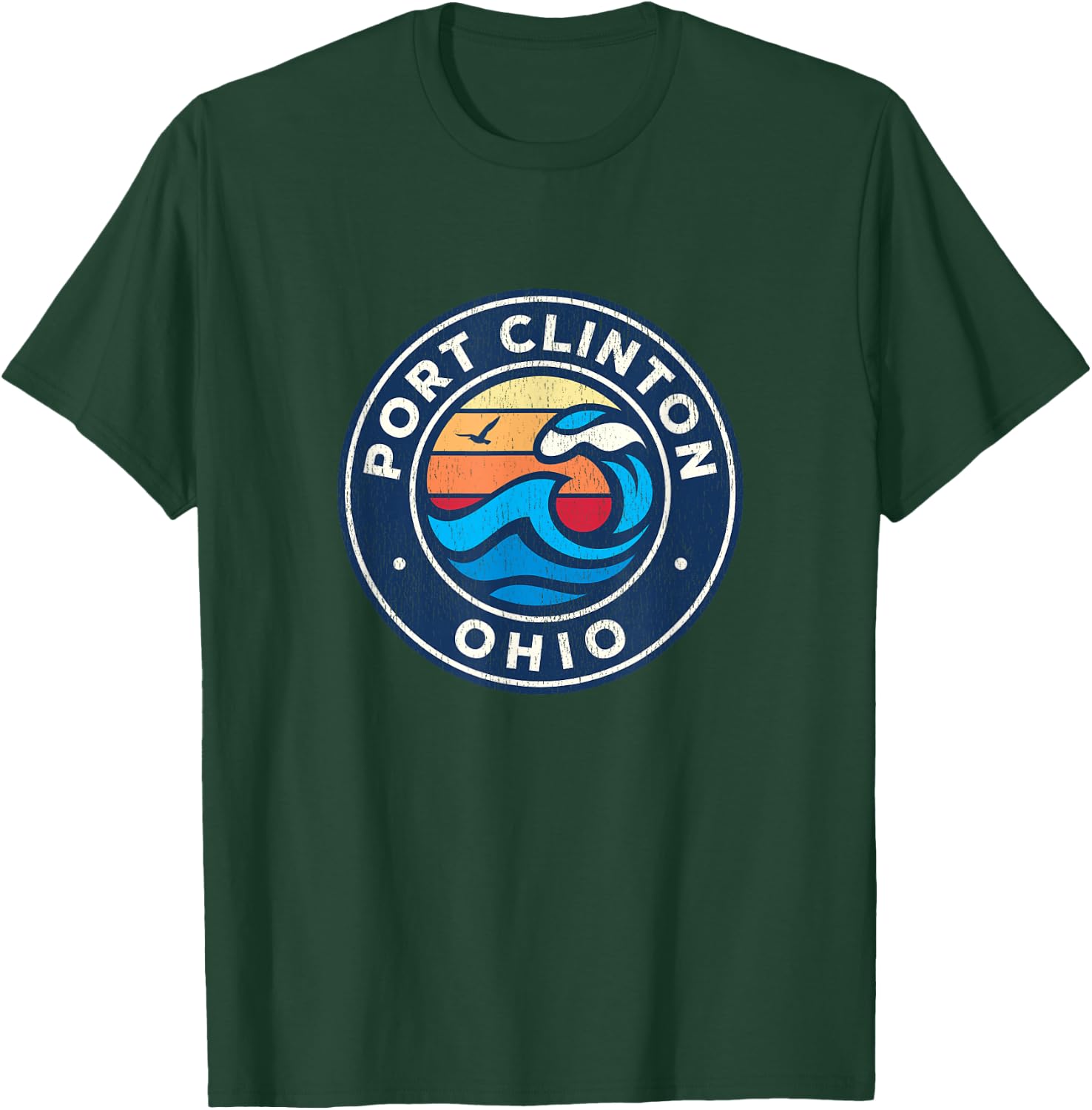 Port Clinton Ohio OH Vintage Nautical Waves Design T-Shirt - T-Shirt | Forest