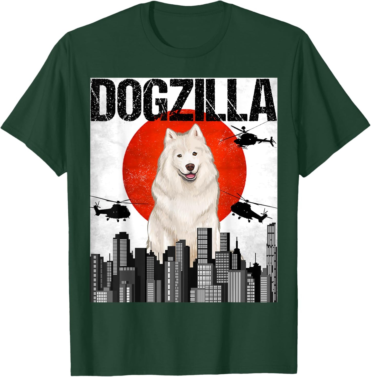 Funny Vintage Japanese Dogzilla Samoyed T-Shirt - T-Shirt | Forest
