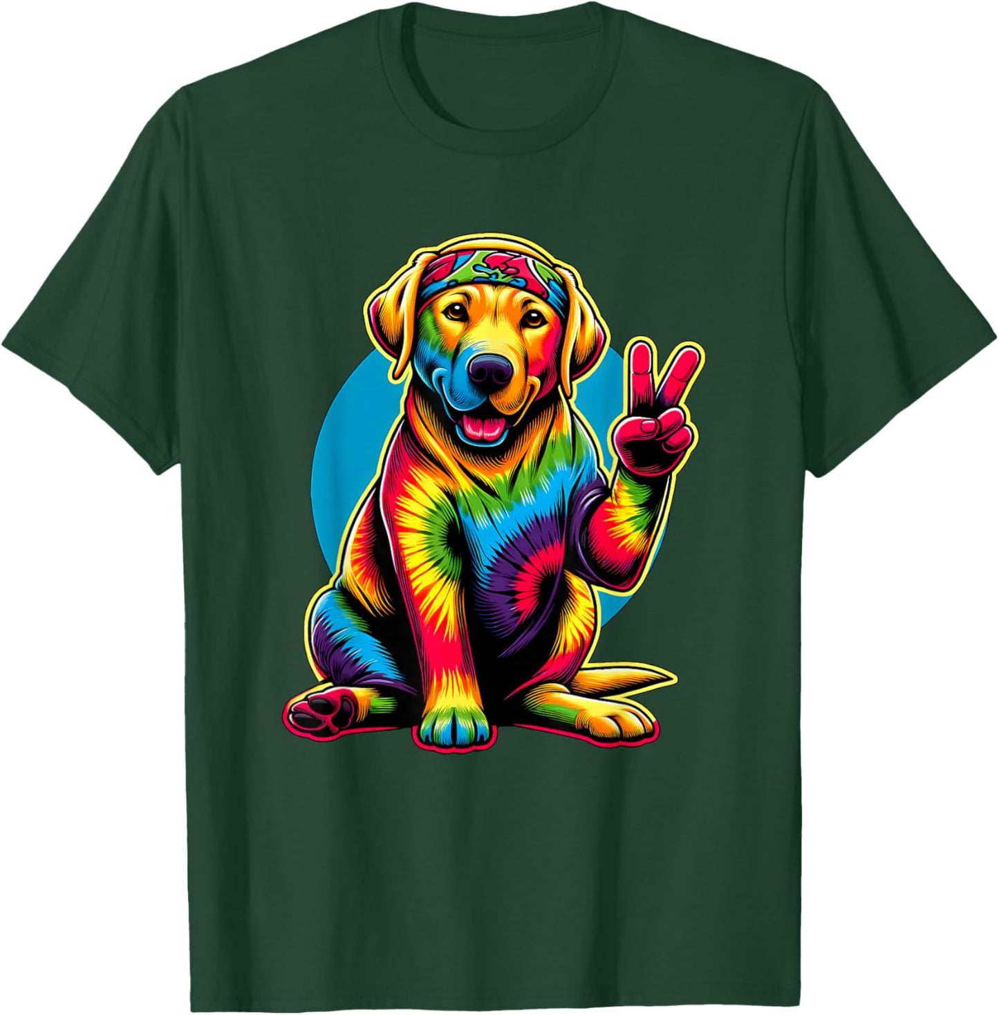 Peace Sign Tie Dye Labrador Retriever dog T-Shirt - T-Shirt | Forest