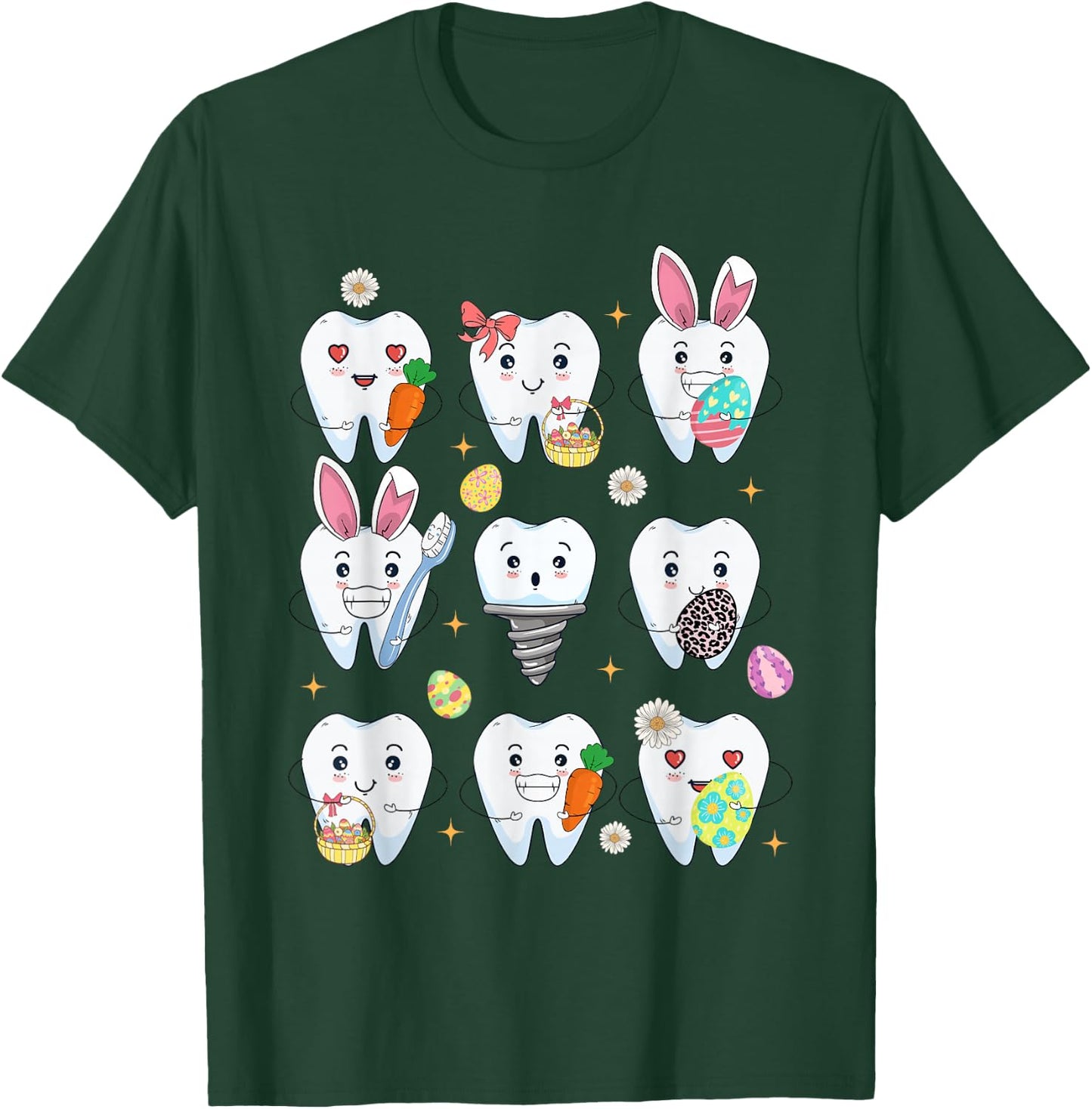 Teeth Easter Dentist Dental Assistant Easter Day T-Shirt - T-Shirt | Forest