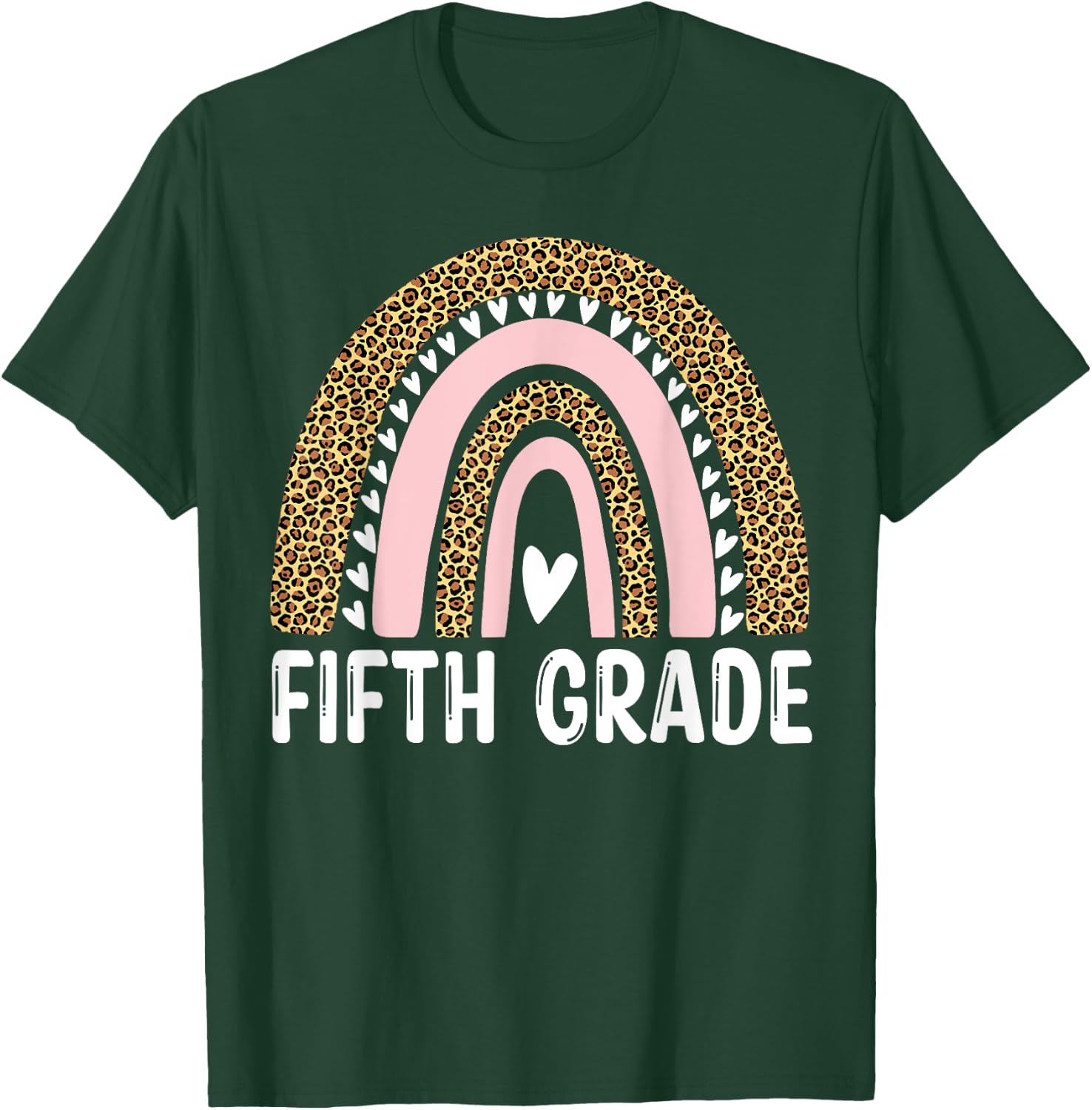 Fifth Grade Teacher Student Team Leopard Back To School Women Kids T-Shirt - T-Shirt | Forest