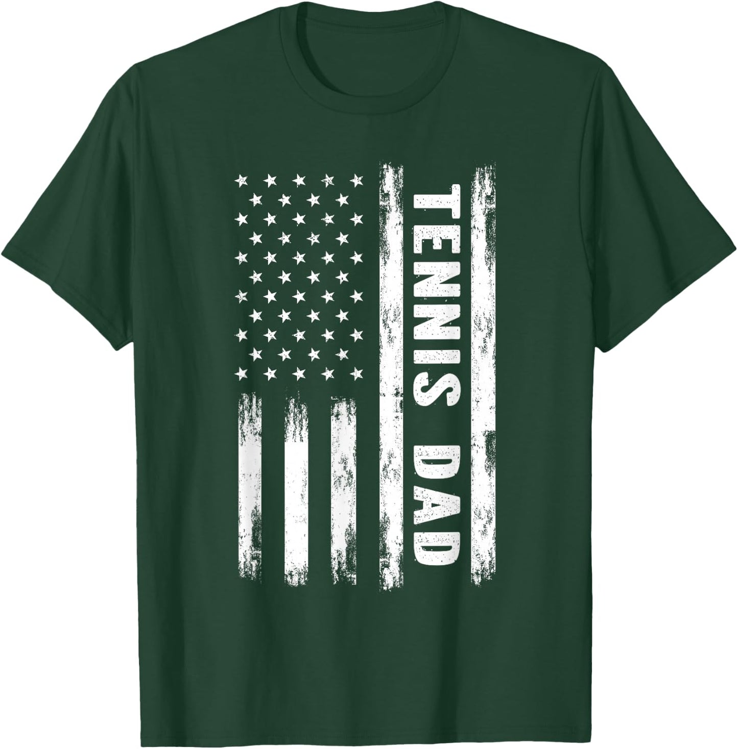 Tennis Dad American Flag Grunge Retro Vintage T-Shirt - T-Shirt | Forest