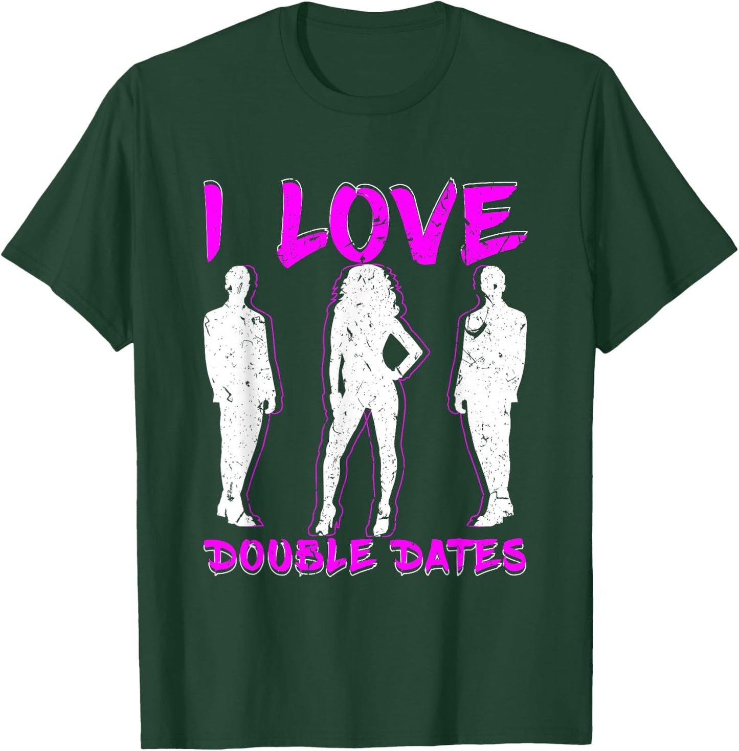 I Love Double Dates Threesome Swinger Hotwife Poly T-Shirt - T-Shirt | Forest