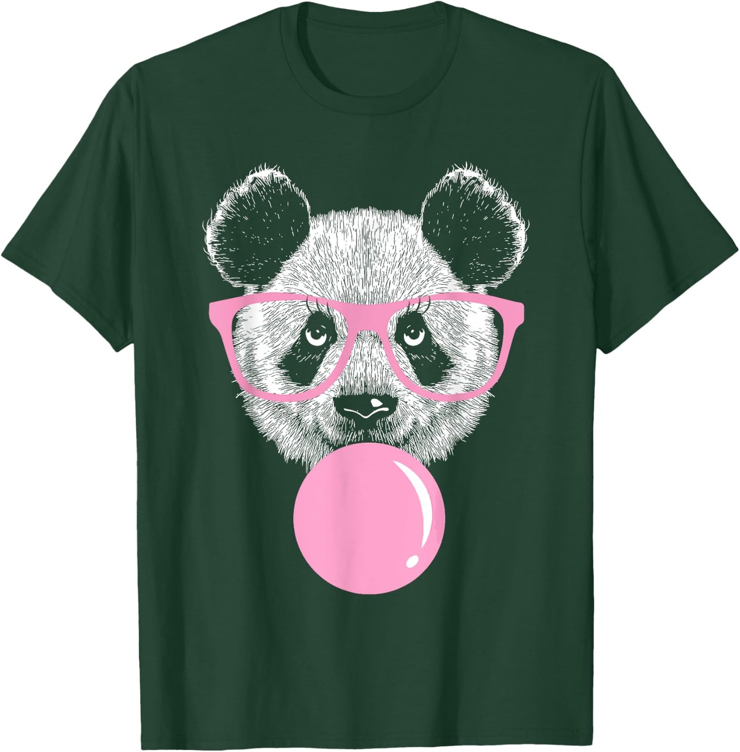 Cool Panda Face Eating Gum And Makes A Bubble Cute Panda T-Shirt - T-Shirt | Forest