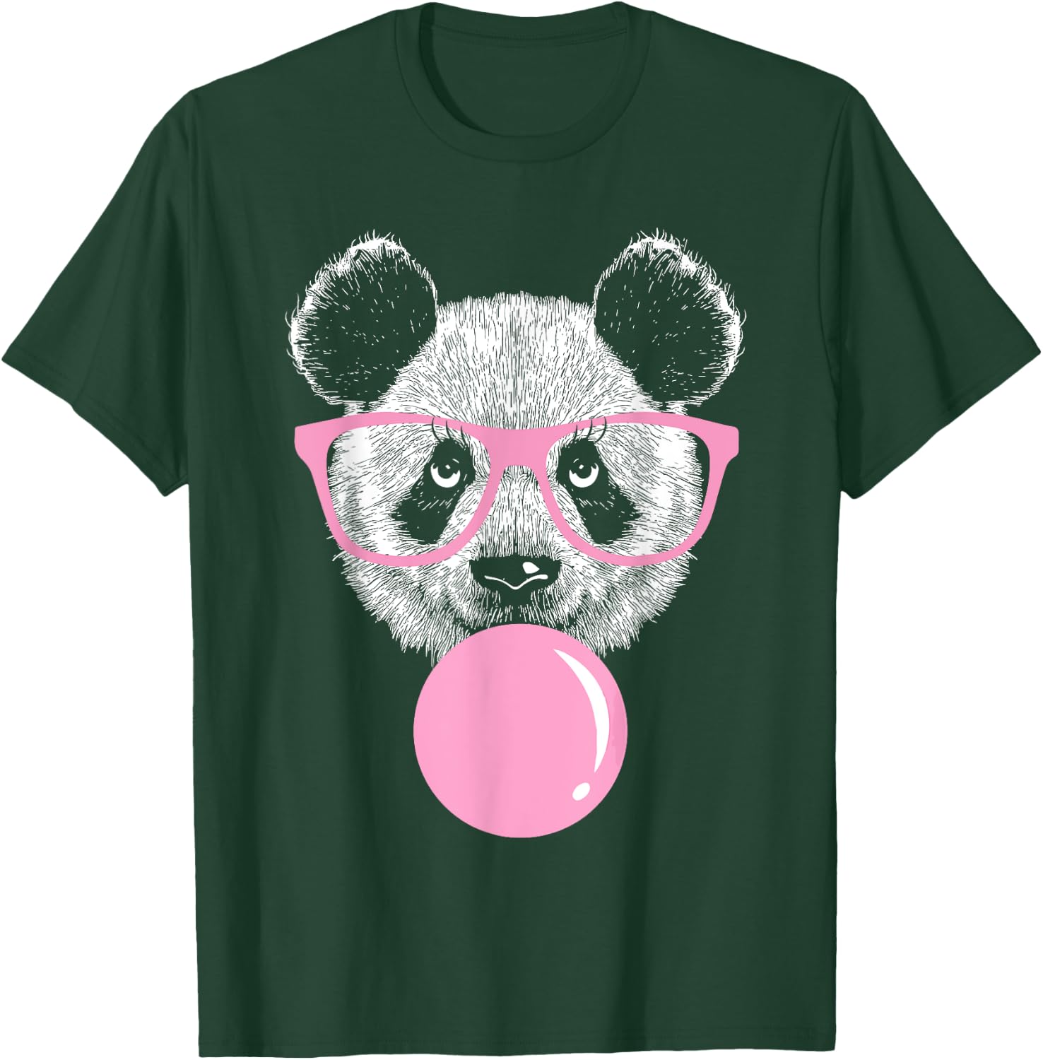 Cool Panda Face Eating Gum And Makes A Bubble Cute Panda T-Shirt - T-Shirt | Forest