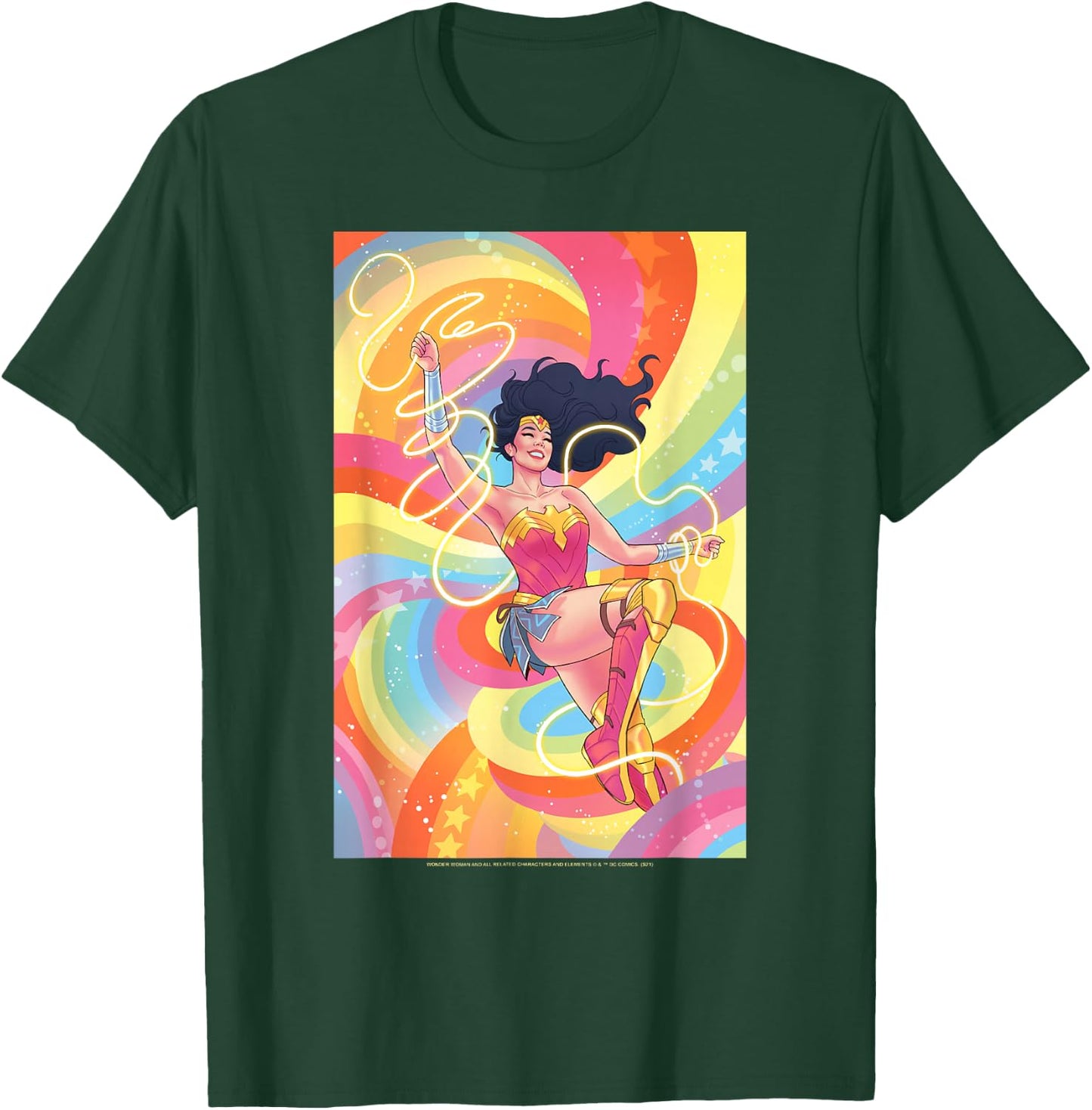 DC Comics Pride Wonder Woman Rainbow Retro T-Shirt - T-Shirt | Forest