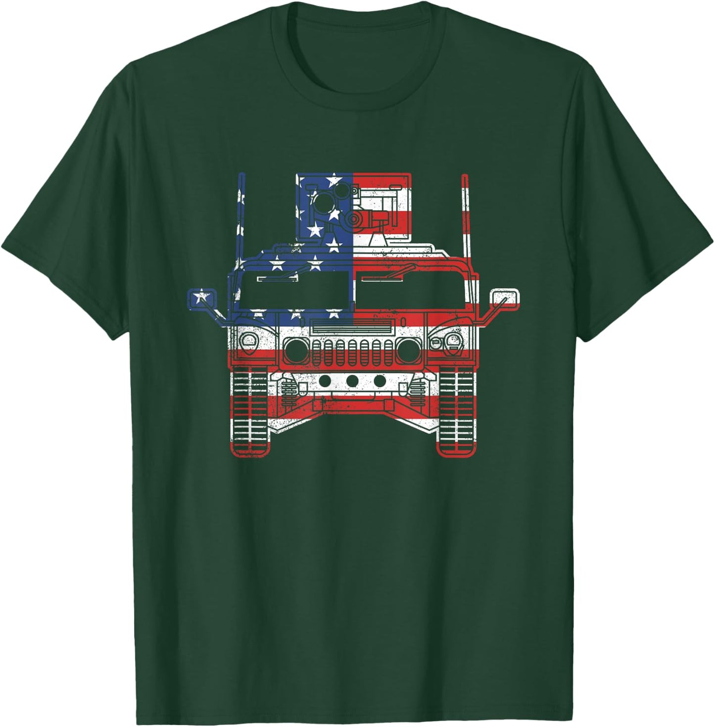 Humvee American Flag Military Vehicle HMMWV Front Humvee Men T-Shirt - T-Shirt | Forest