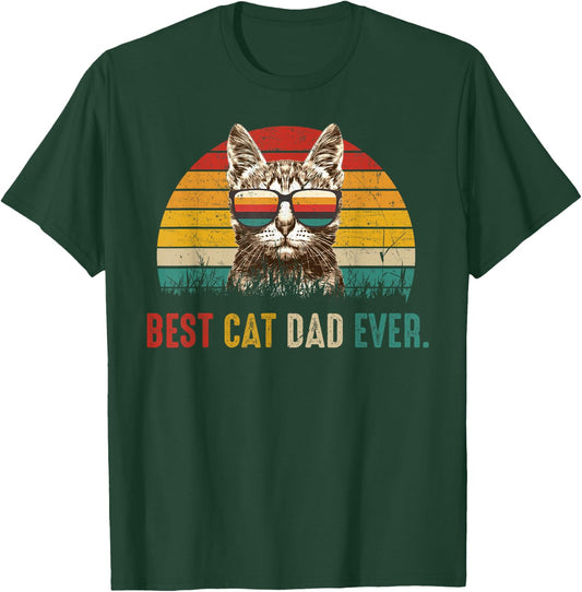 Best Cat Dad Ever Funny Fathers Day Vintage Cat Daddy T-Shirt - T-Shirt | Forest