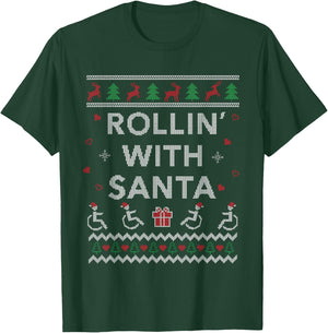 Handicap Wheelchair Design Funny Ugly Christmas T-Shirt - T-Shirt | Forest