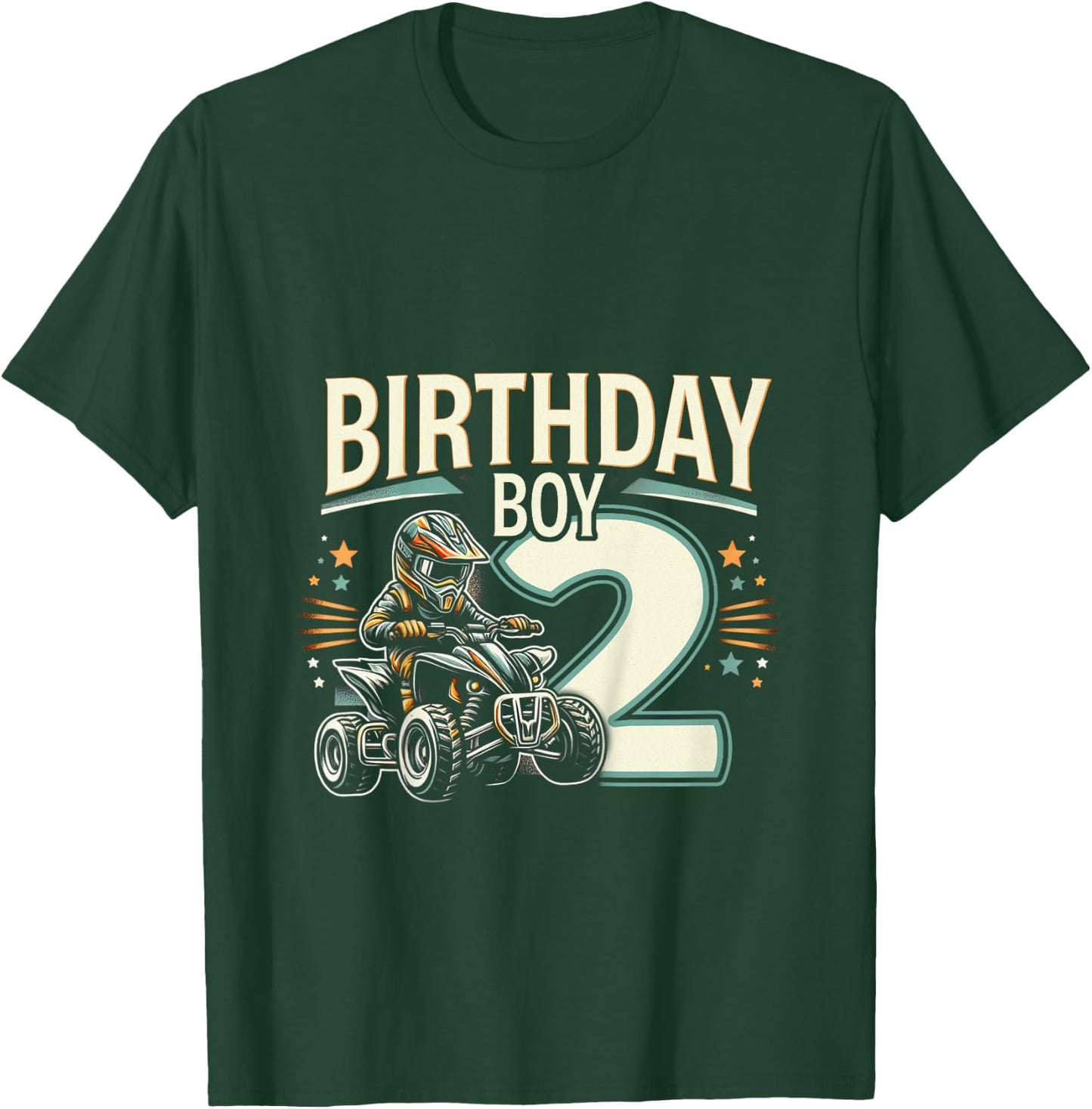 Kids 2 Year Old quad ATV Four Wheeler 2nd Birthday Boy T-Shirt - T-Shirt | Forest