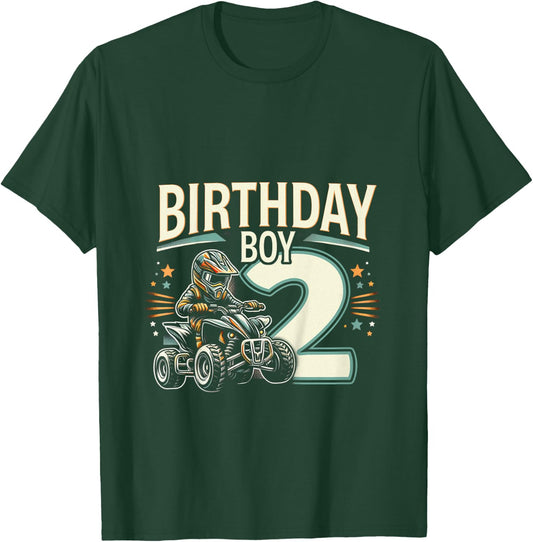 Kids 2 Year Old quad ATV Four Wheeler 2nd Birthday Boy T-Shirt - T-Shirt | Forest