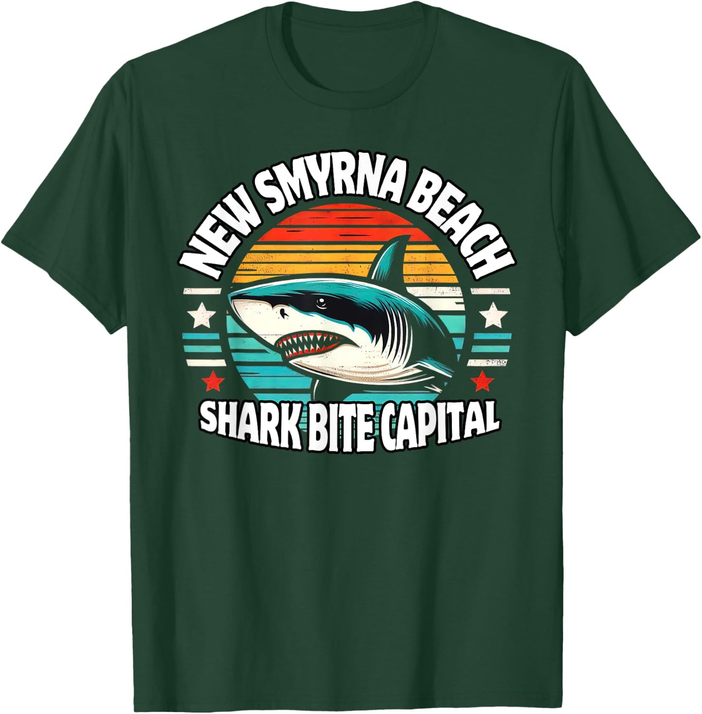 New Smyrna Beach: Shark Bite Capital Of The World Graphic Men Women Kids T-Shirt - T-Shirt | Forest