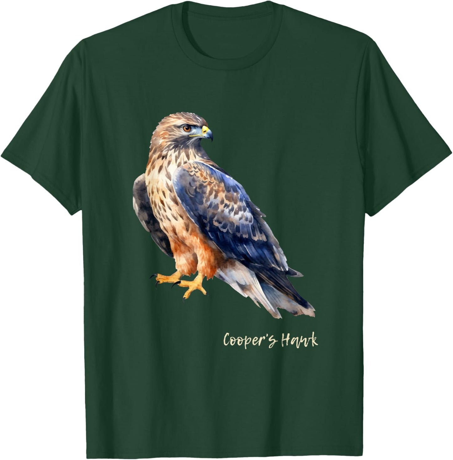Cooper's Hawk Graphic Wildlife Birder T-Shirt - T-Shirt | Forest