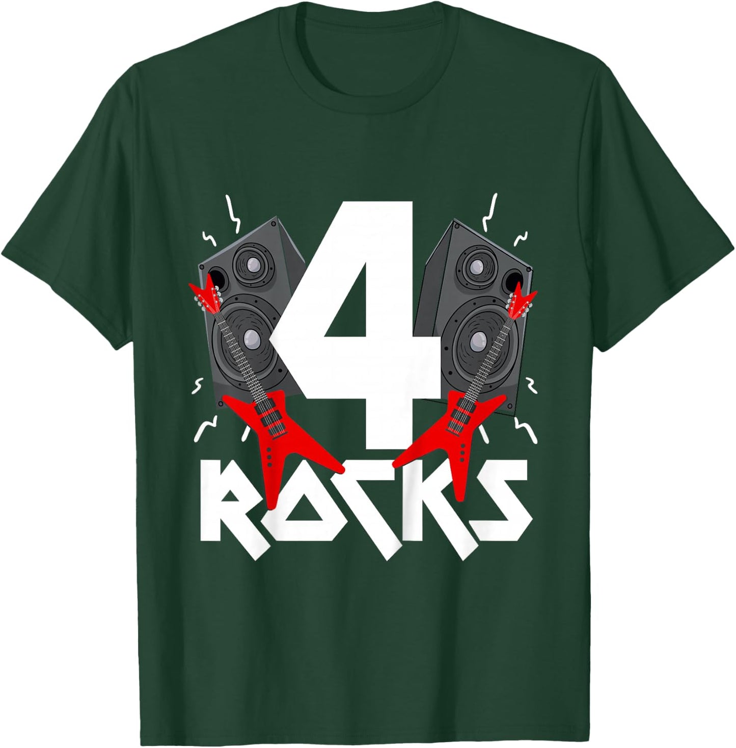 4 Rocks Birthday Party 4 Year Old Rock N Roll Star 4th Gift T-Shirt - T-Shirt | Forest