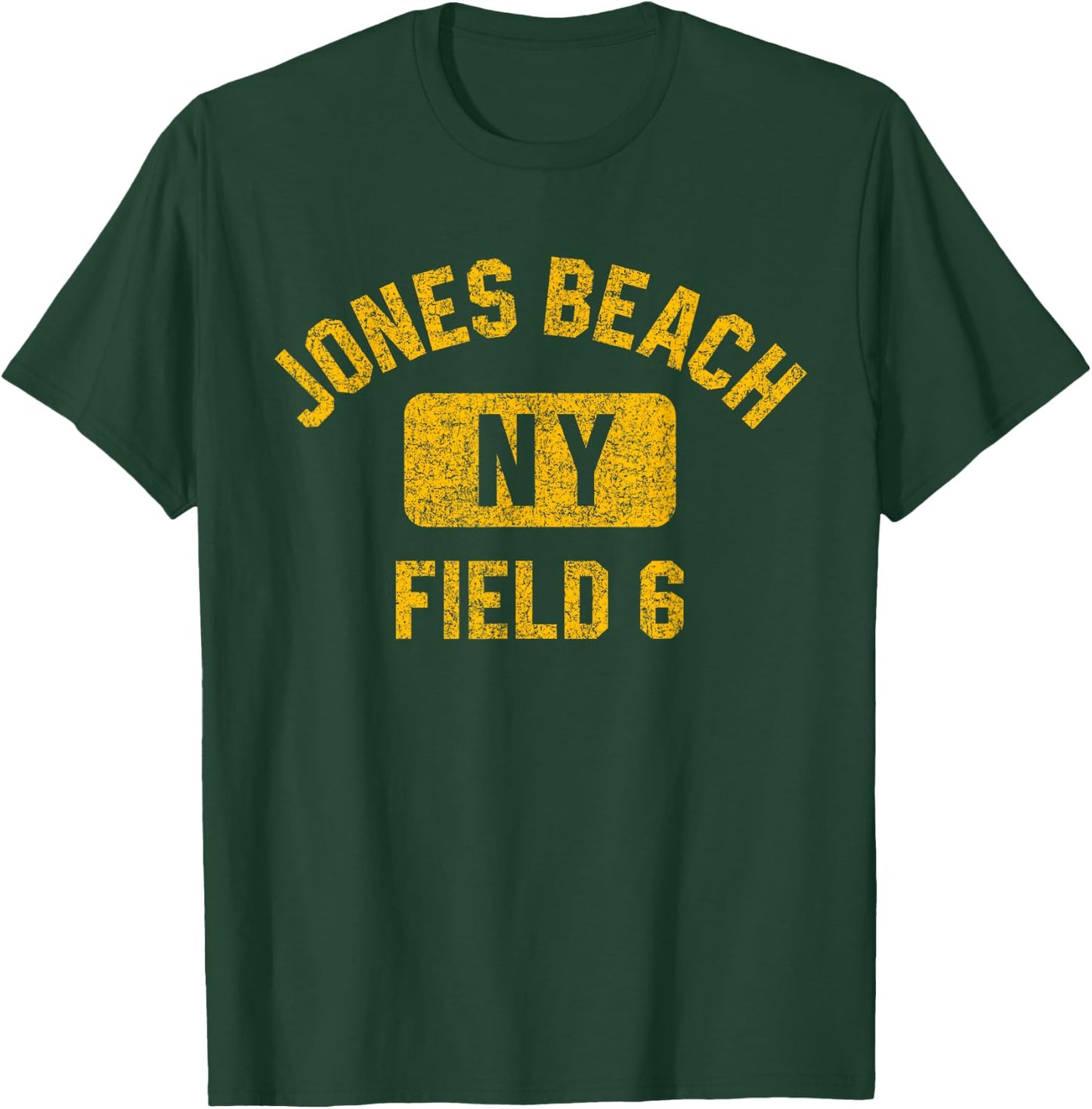 Jones Beach Field 6 NY Gym Style Distressed Amber Print Men Women Girls Kids T-Shirt - T-Shirt | Forest