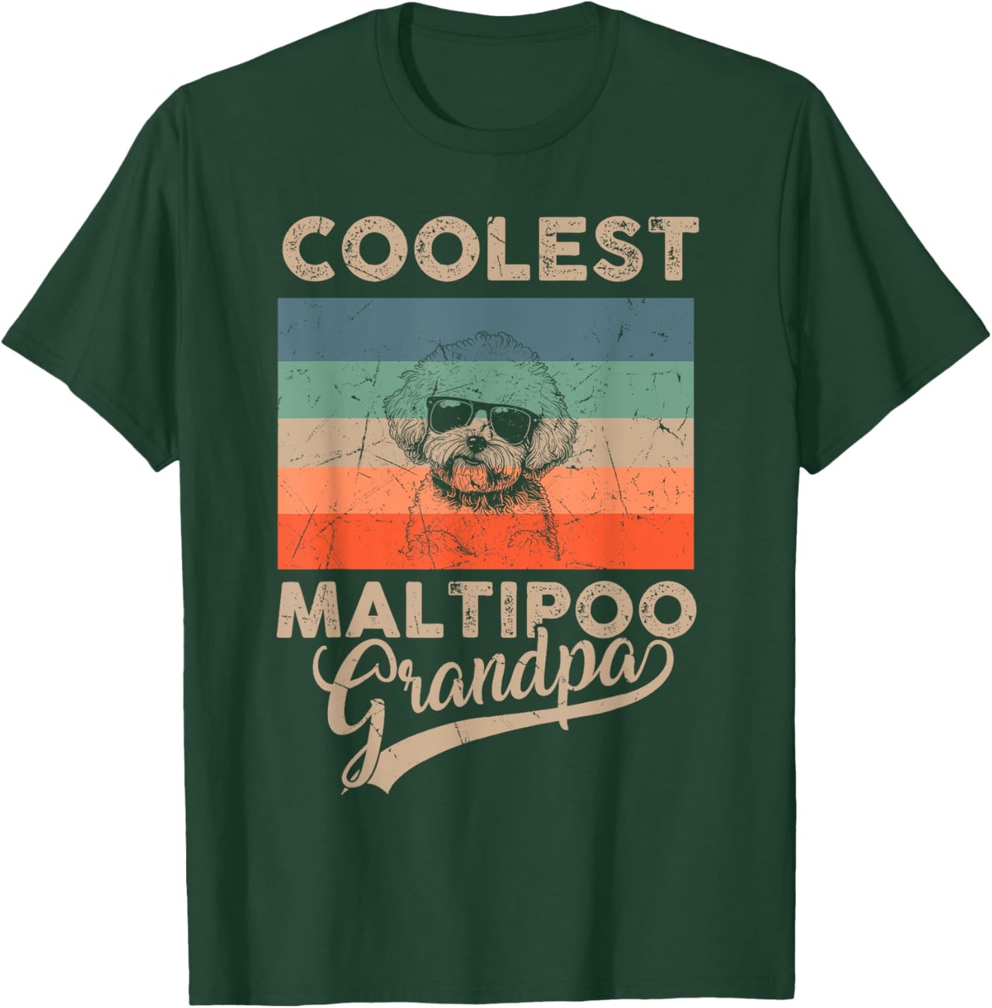 Coolest Maltipoo Grandpa Gifts Dad Funny Dog Grandpa Retro Men Women Kids T-Shirt - T-Shirt | Forest