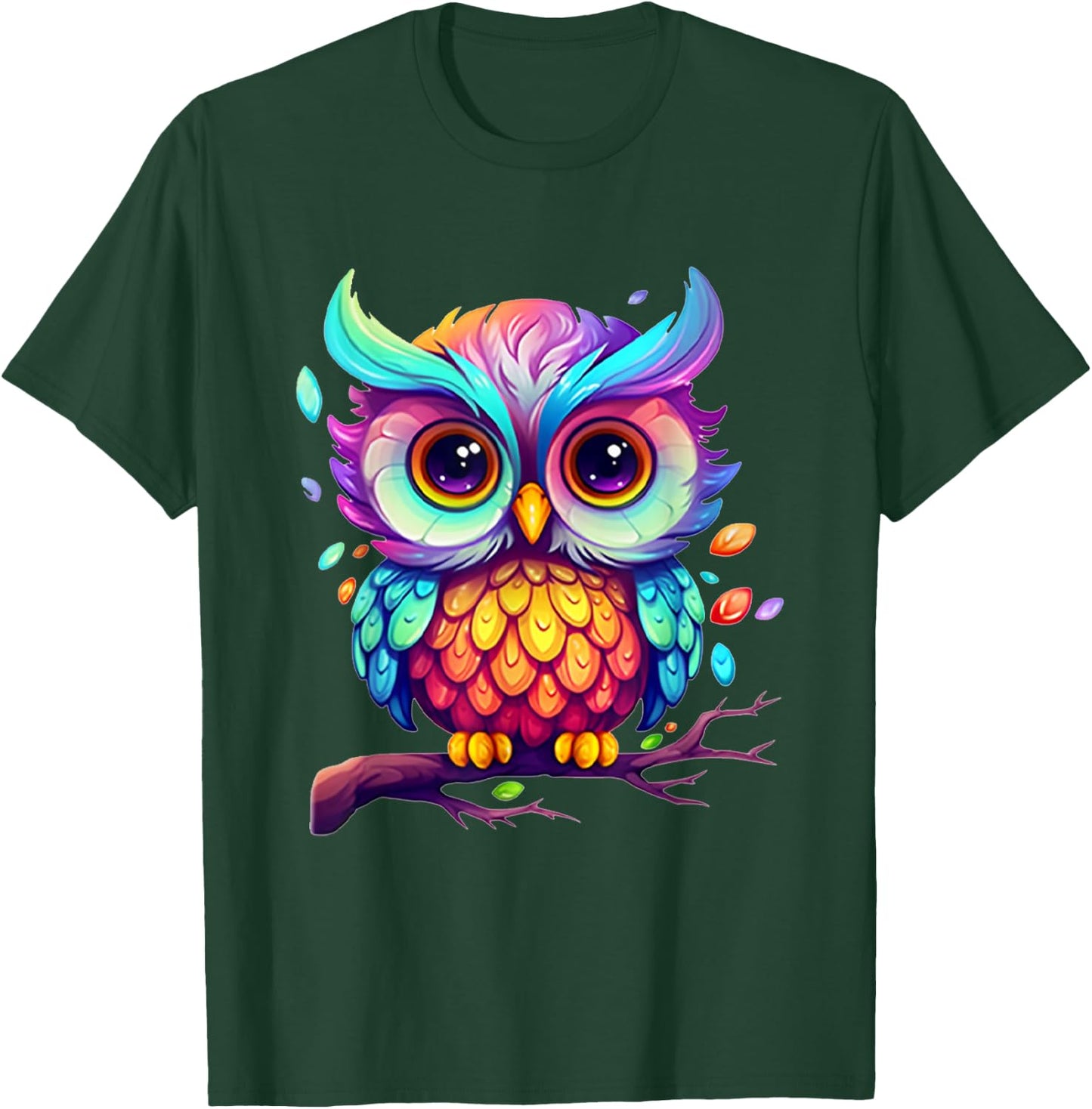 Cute Colorful Owl Art Women Kids Boys Girls Owl T-Shirt - T-Shirt | Forest