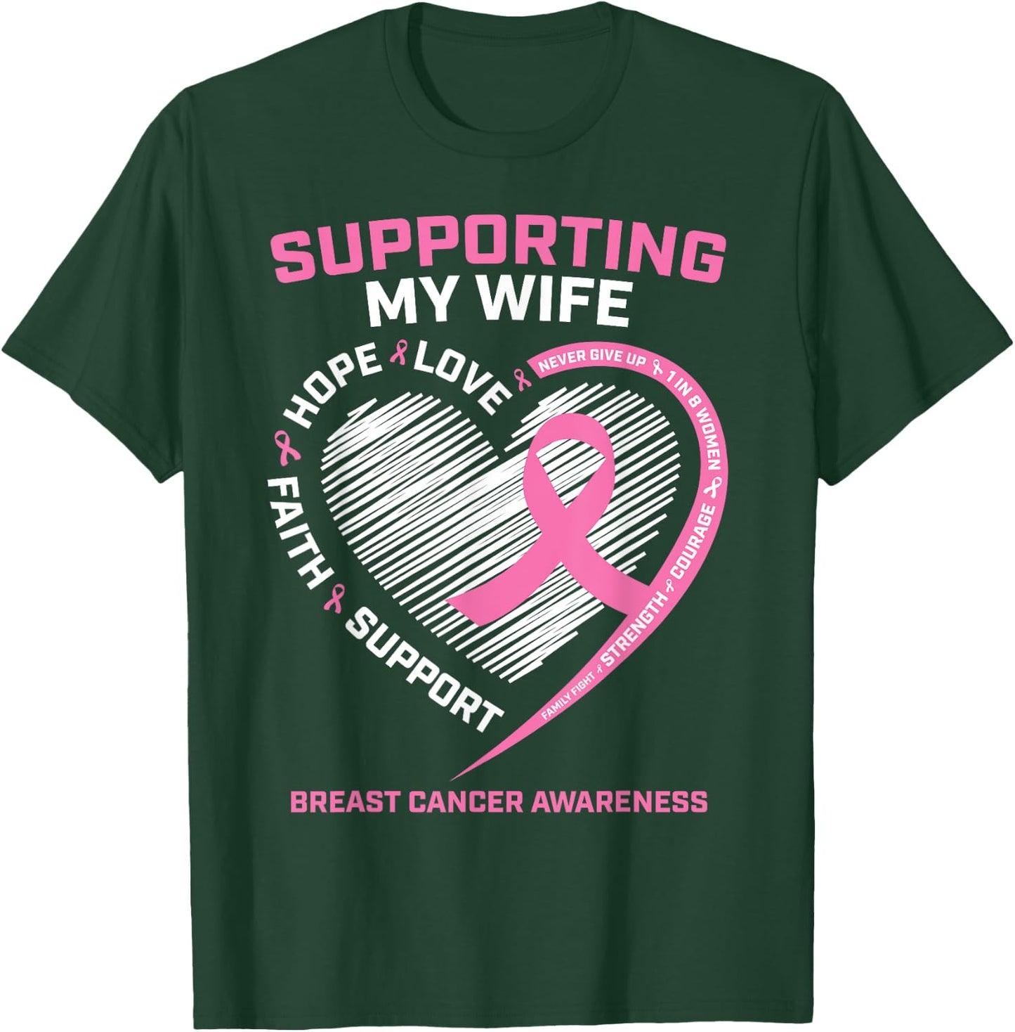 I Wear Pink For My Wife Breast Cancer Awareness Husband Men T-Shirt - T-Shirt | Forest