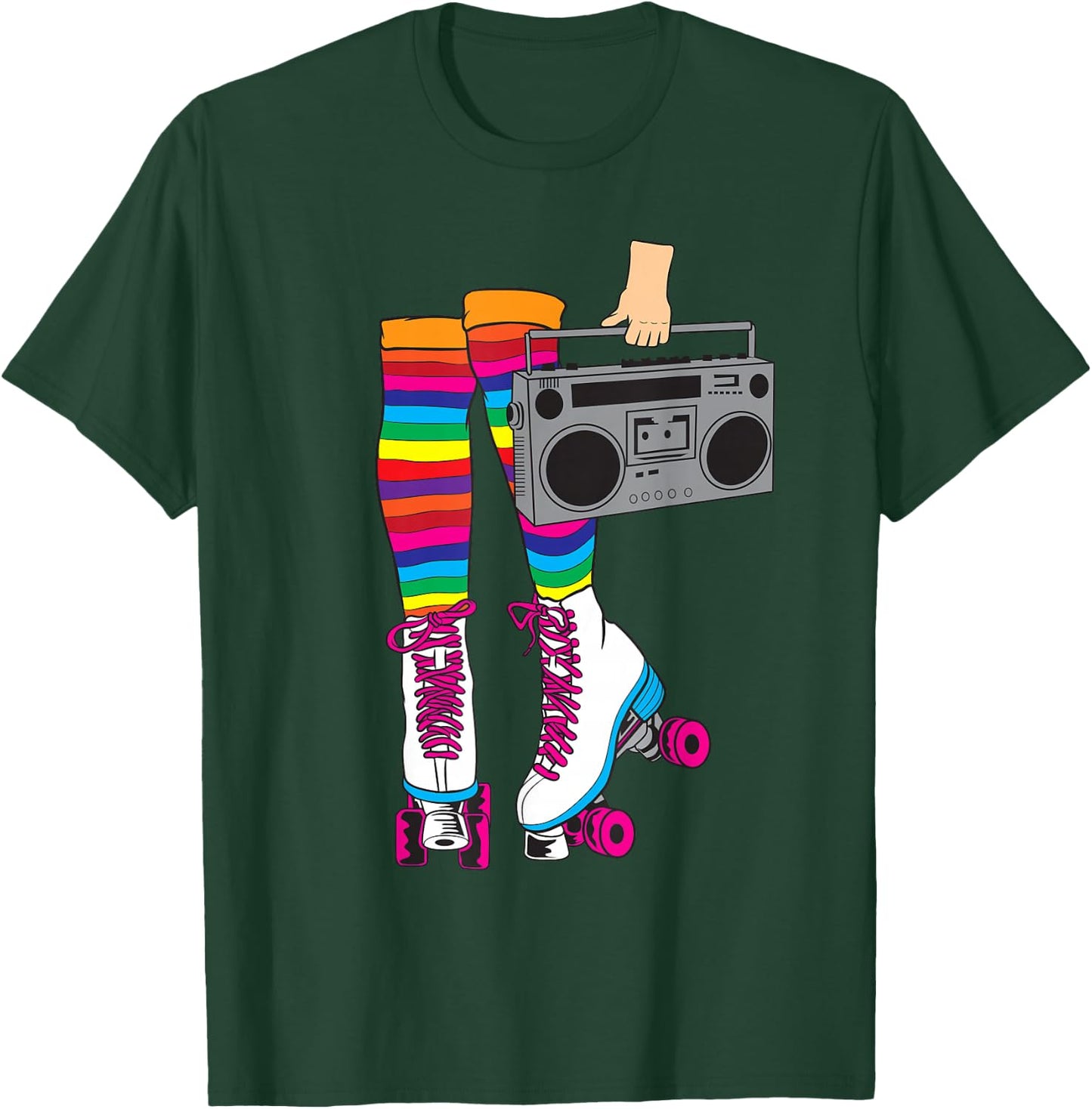 Retro Rollerskates Funny 80's Roller Disco Skating Girl Gift T-Shirt - T-Shirt | Forest