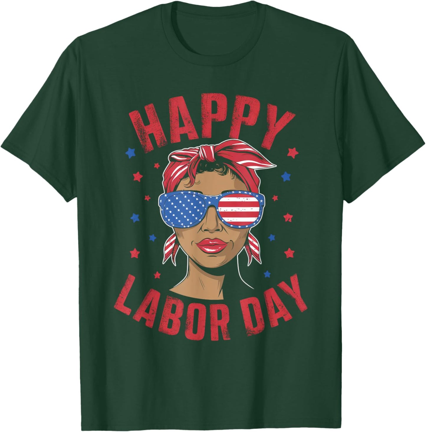 Happy Labor Day Labor Day Messy Bun USA Flag T-Shirt - T-Shirt | Forest