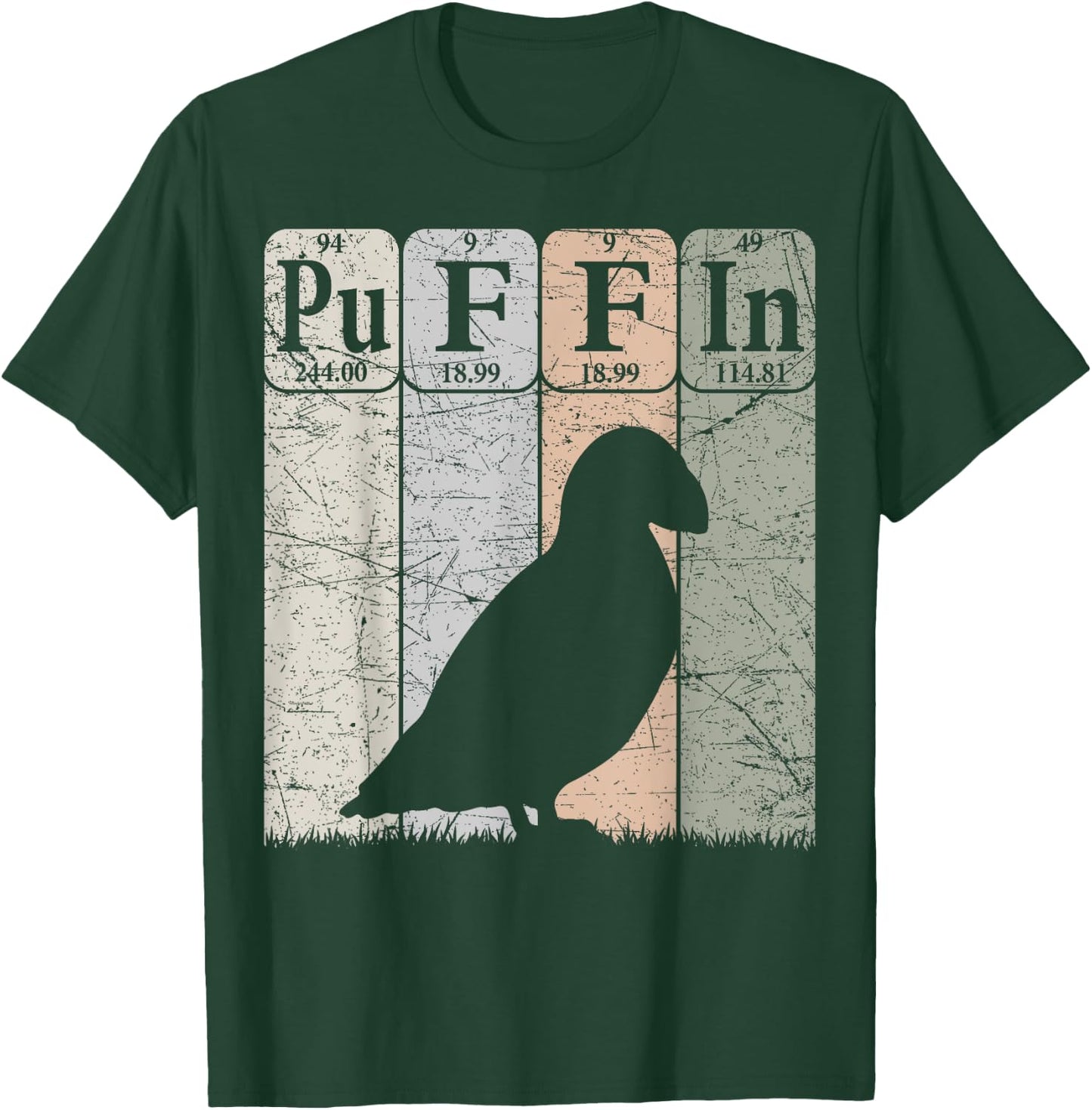 Puffin Periodic Table Elements Birdwatching Ornithology T-Shirt - T-Shirt | Forest