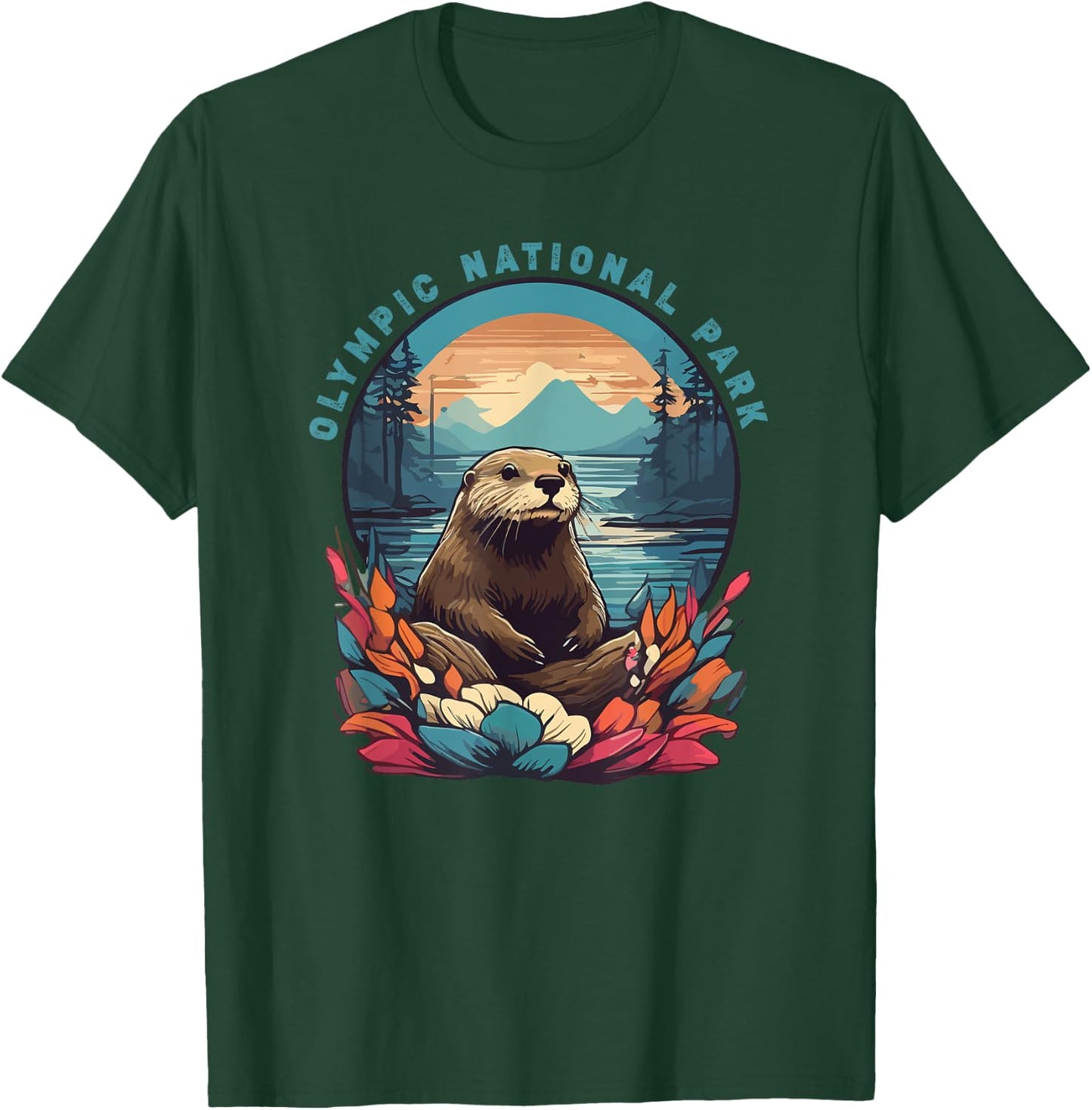 Olympic National Park Otter Lover Vintage American Souvenir T-Shirt - T-Shirt | Forest