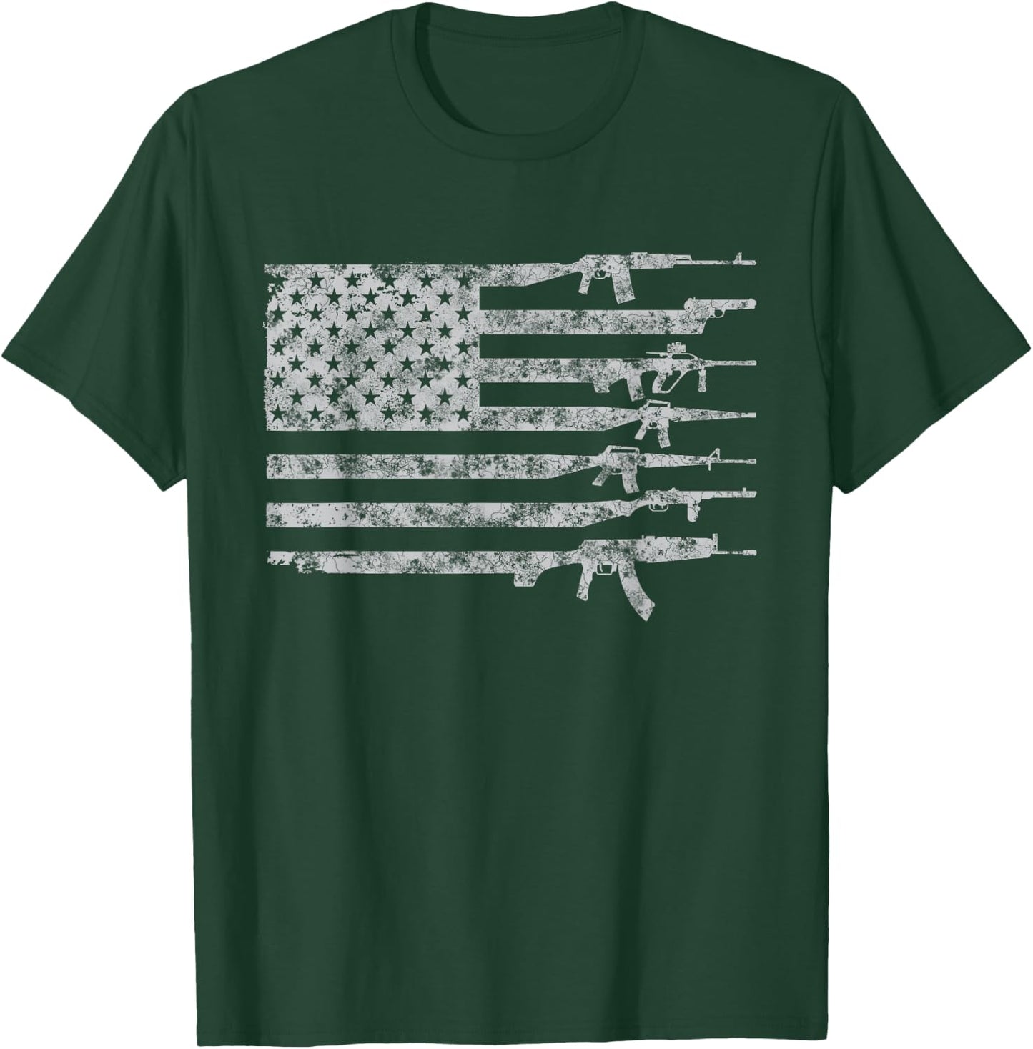 Vintage US American Flag USA Pro Gun Retro for Gun-Owners Women Men T-Shirt - T-Shirt | Forest