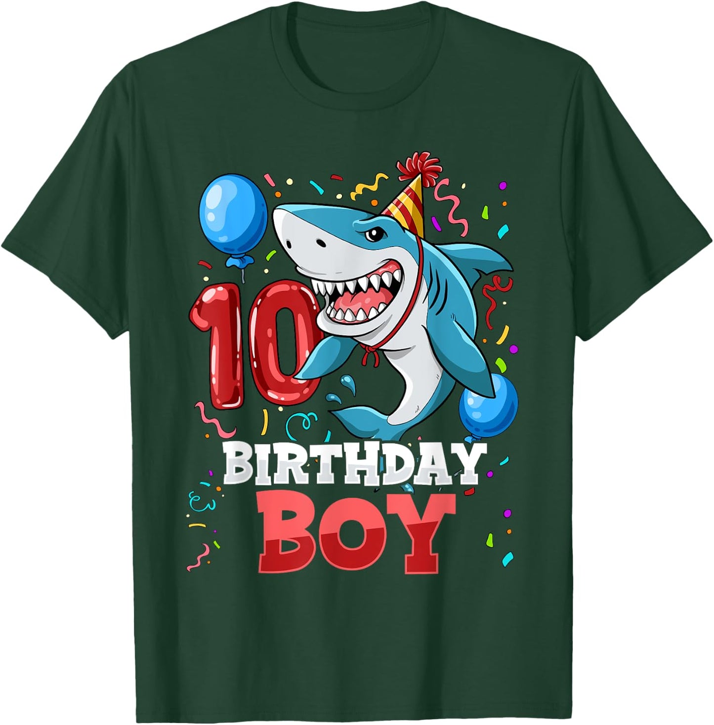 Shark 10th Birthday Boy T-Shirt - T-Shirt | Forest