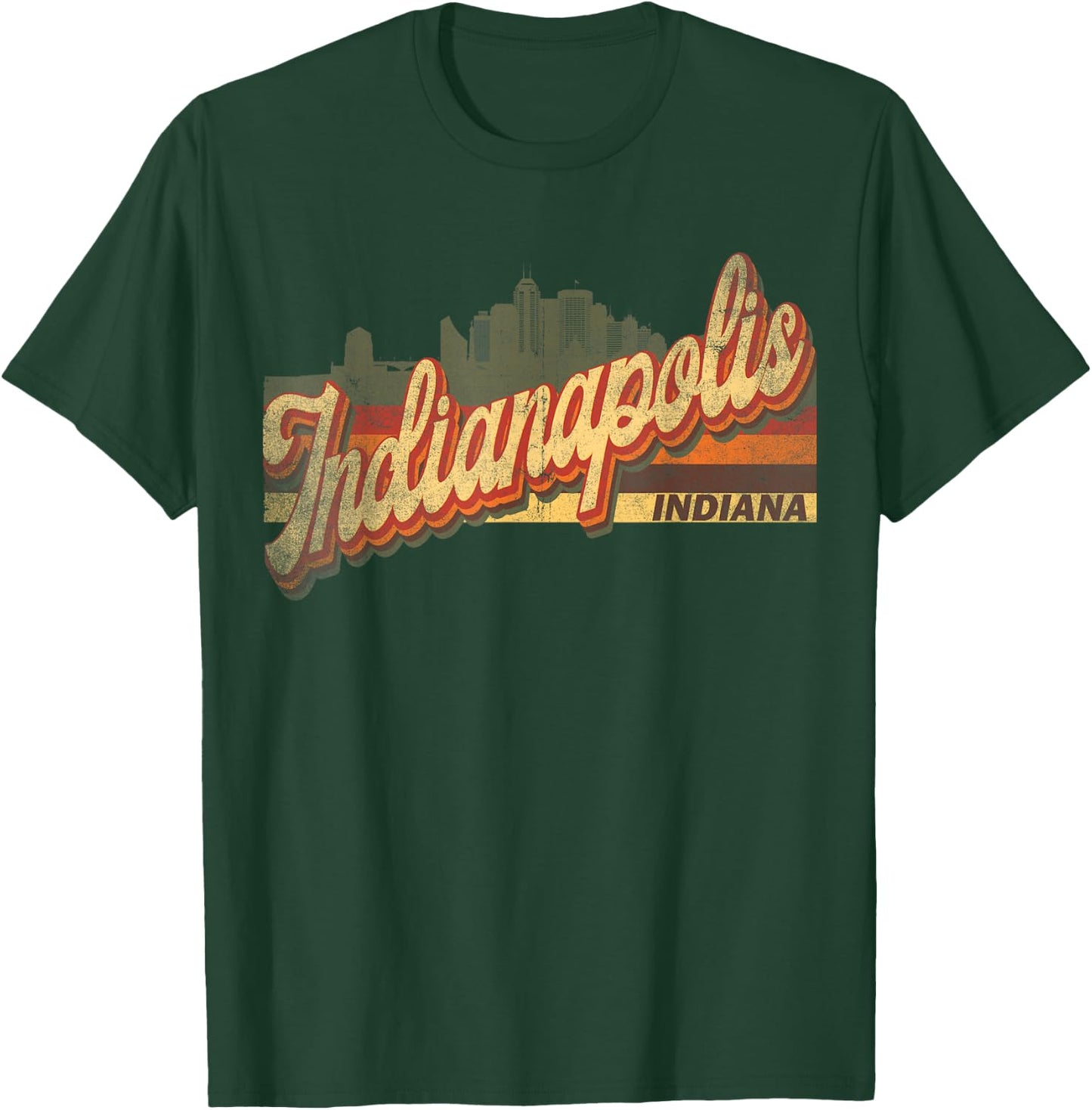 Indianapolis, Indiana Retro Vintage 70s 80s Distressed T-Shirt - T-Shirt | Forest