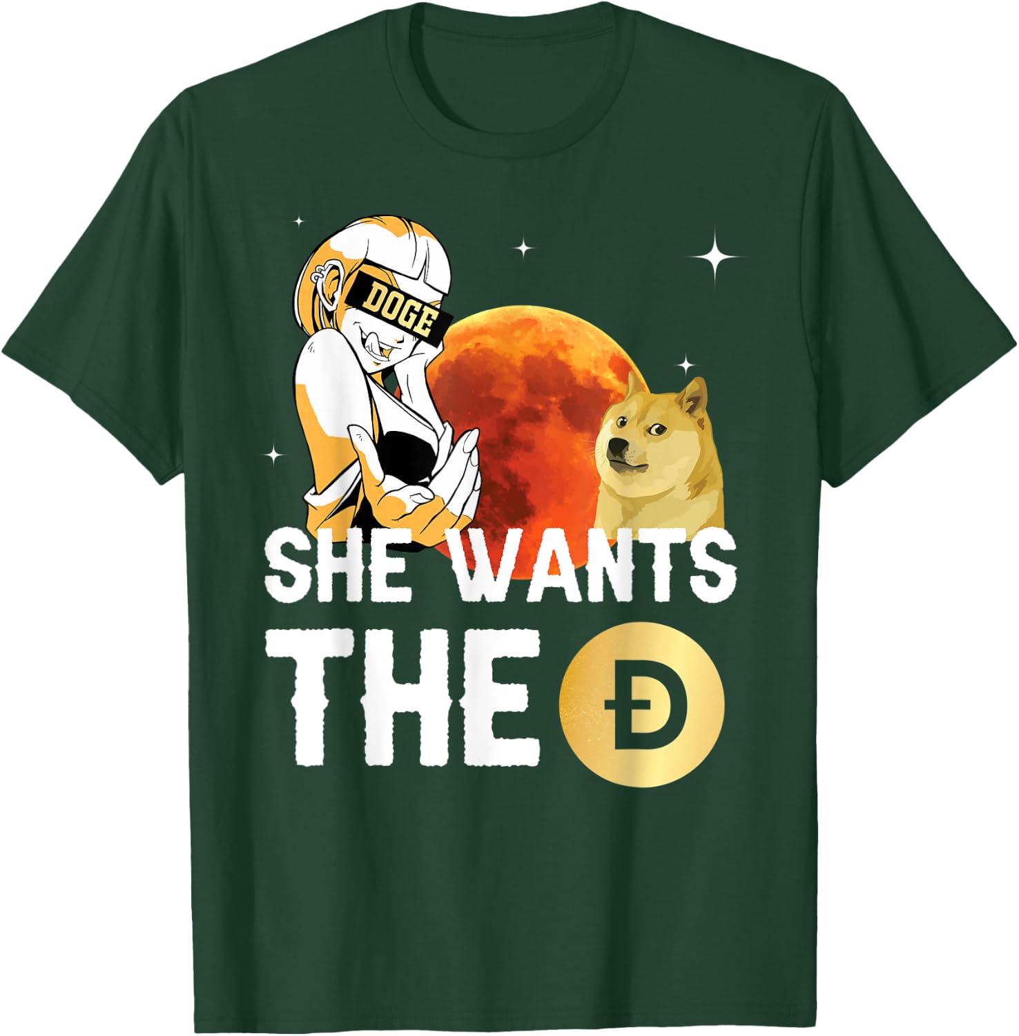 She Wants the Dogecoin Shirt, Hilarious Crypto to the Moon T-Shirt - T-Shirt | Forest