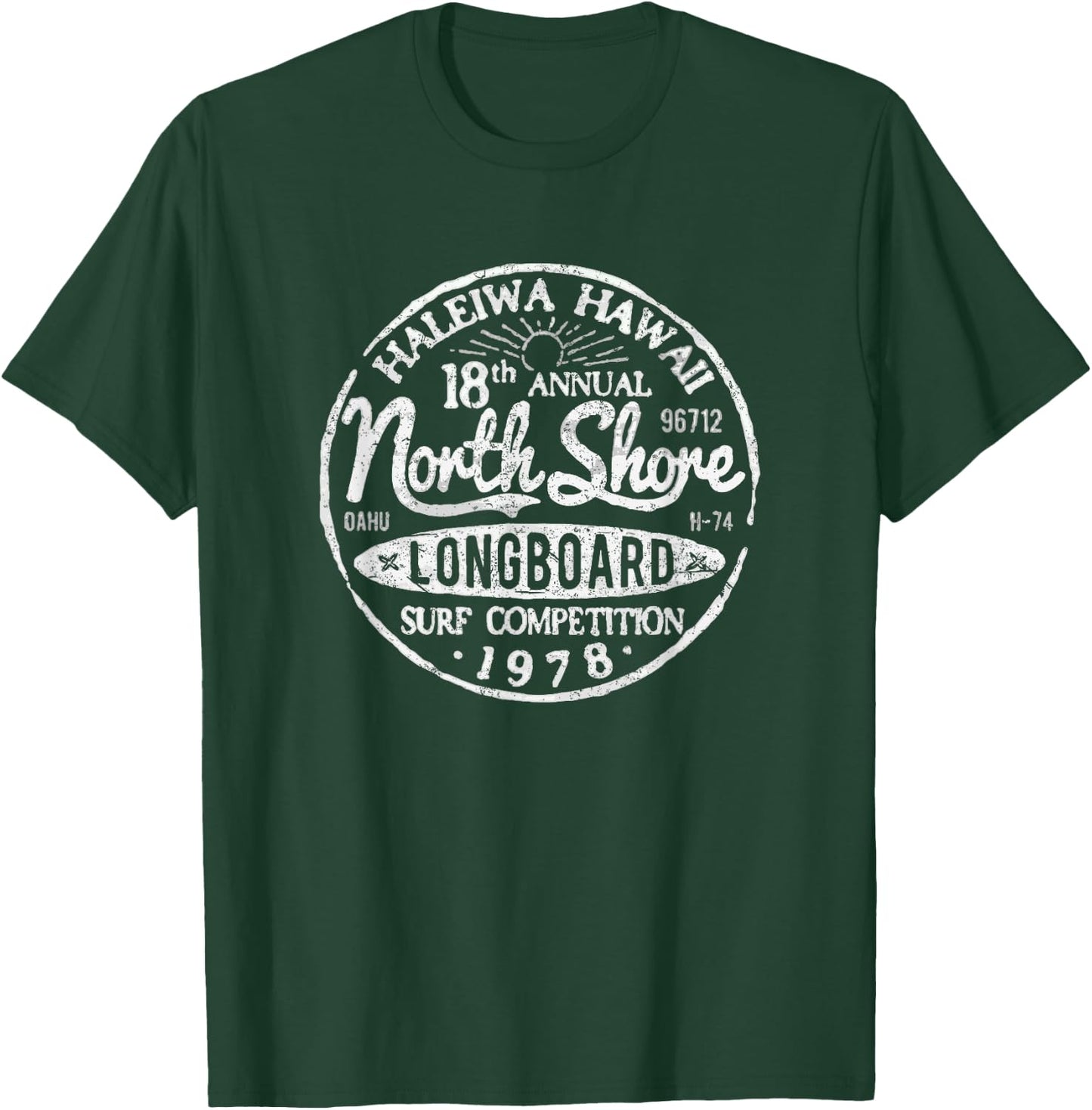 North Shore Longboard Competition 1978 Oahu Hawaii Vintage T-Shirt - T-Shirt | Forest