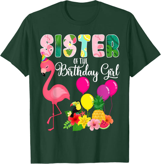 Flamingo Birthday Sister of the Birthday Girl Flamingo Bday T-Shirt - T-Shirt | Forest